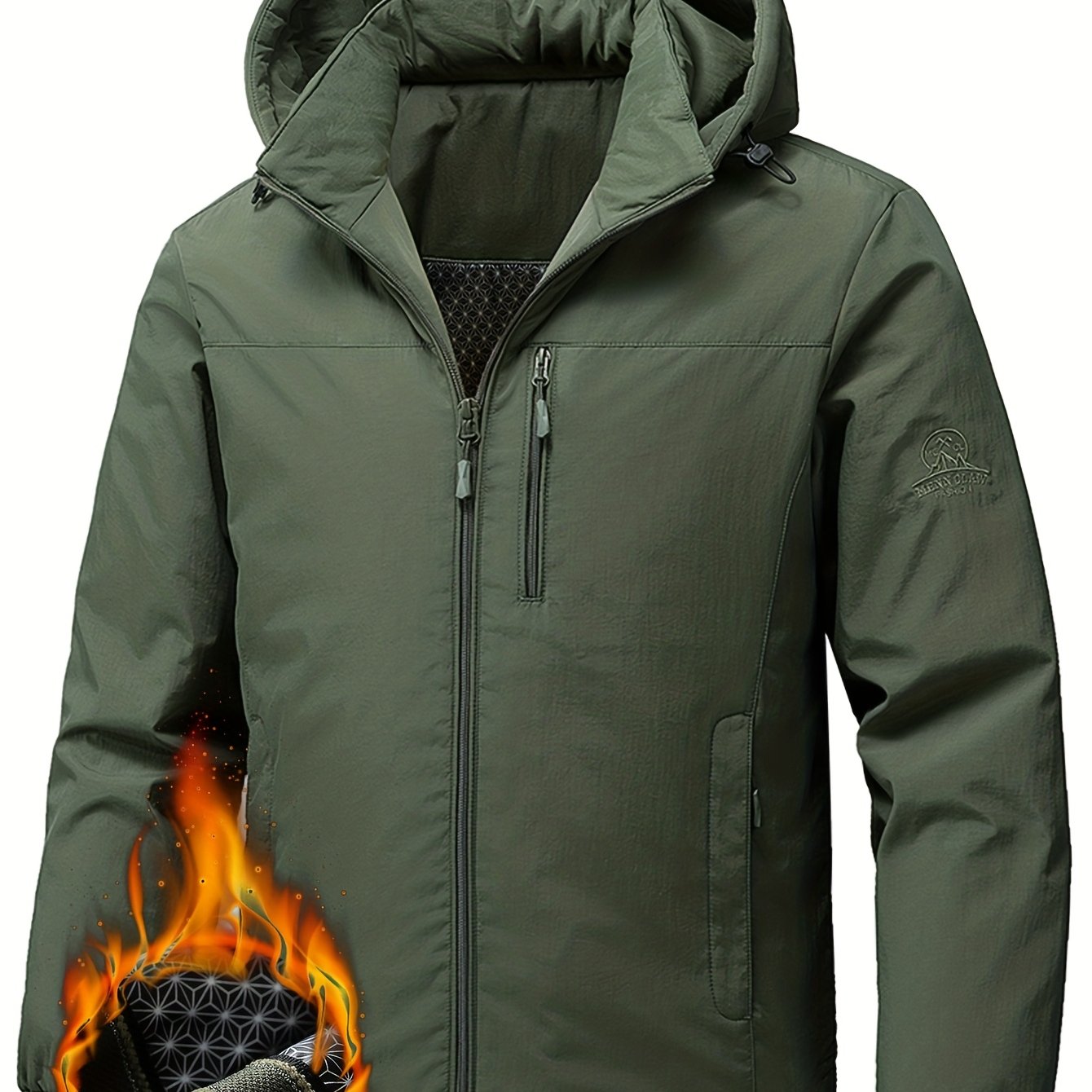TEMU Men's Winter Workwear Jacket With Hood - Thickened, Windproof Outdoor Jacketfashionable And Minimalist Solid-, Multi-