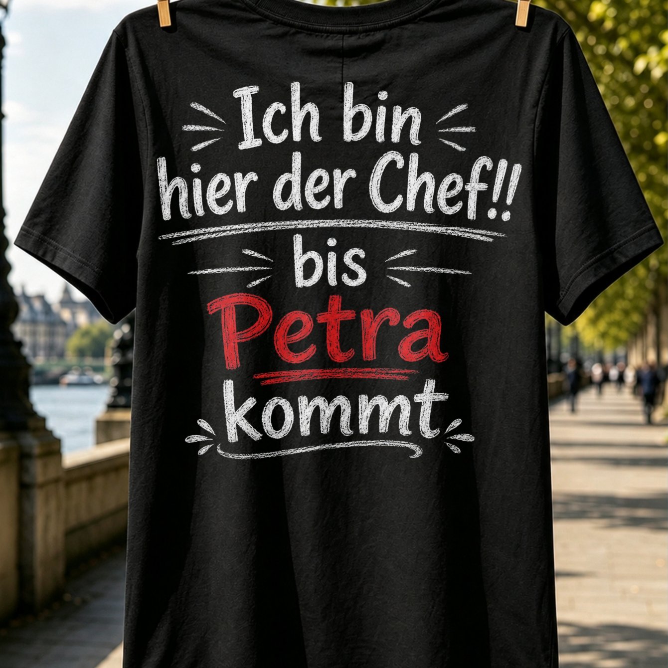 Chalk-style And Red "i'm The Here!!" Bis Petra With Hand" T-shirt, Detailed, Illustration And Nostalgic Graphic, Unisex T-shirt