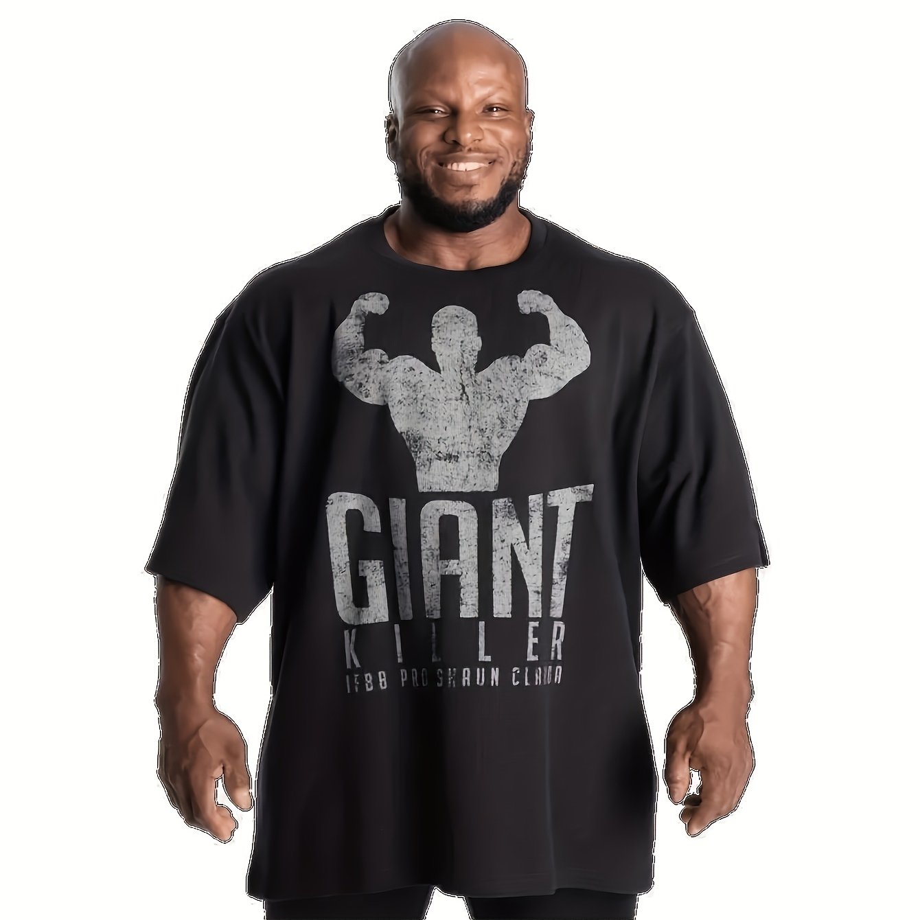 Image of Men's Heavyweight Graphic Tee - Comfortable Oversized Training Shirt With Muscle Design And Large Killer Text, Relaxed Fit For Gym And Everyday Year Round