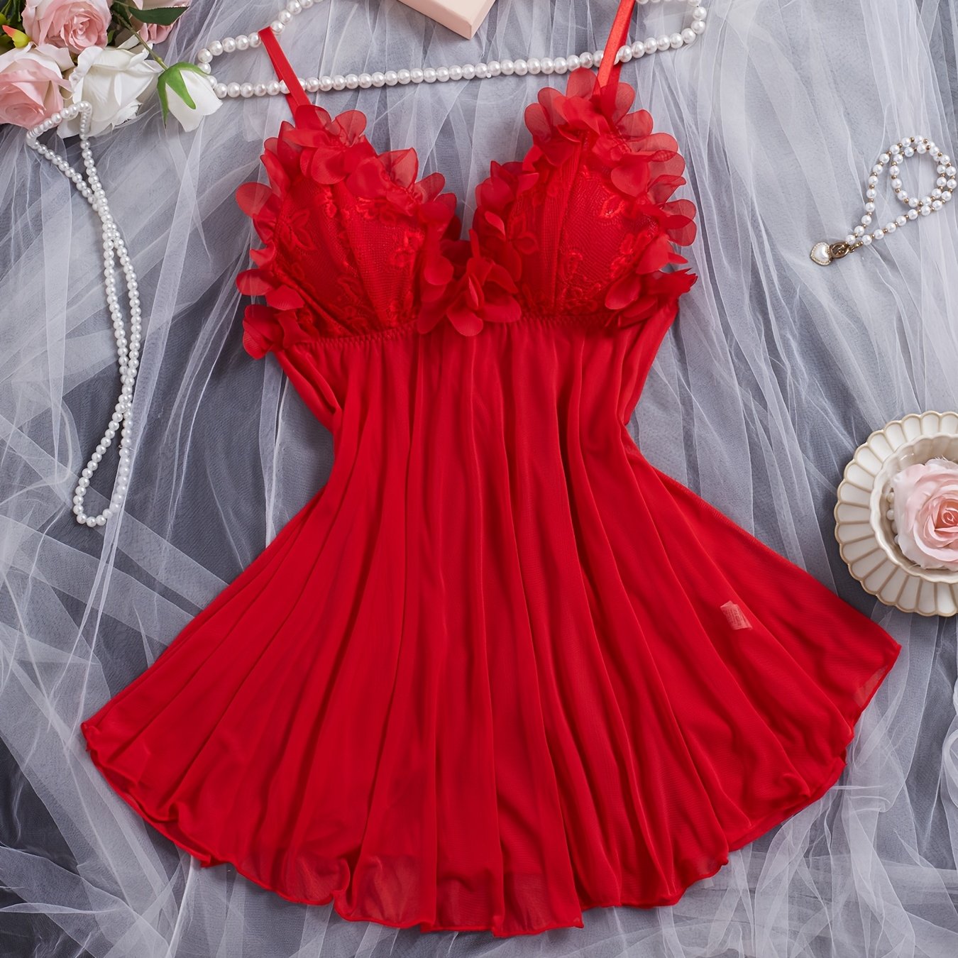 TEMU Ladies Elegant V-neck Pajamas, Sexy Halter Dress Pajamas, Comfortable Pajamas, Suitable For Romantic Occasions, Clothes | Floral Pajamas |