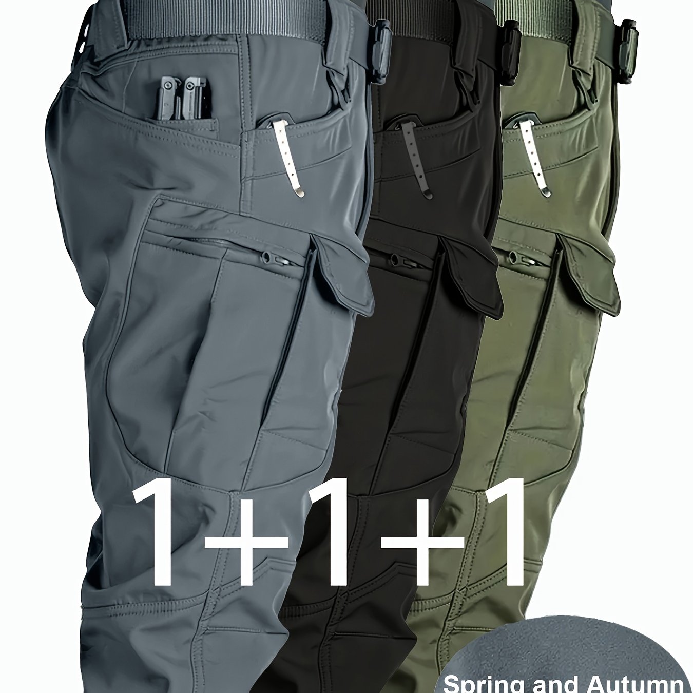 3PC Men's Tactical Cargo Pants Set for Spring/Autumn