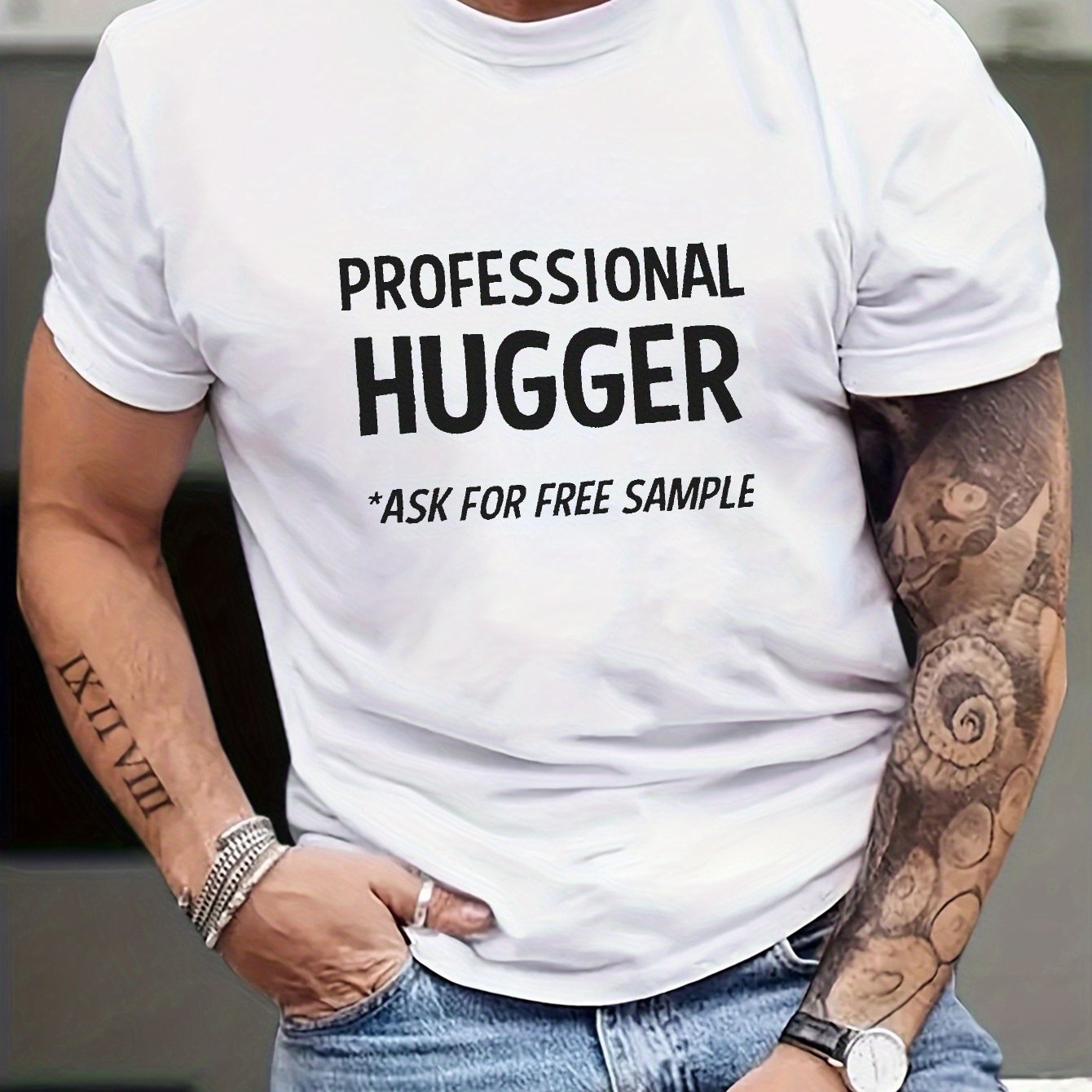 TEMU Patterns Funny Slogan Plus Size T-shirt Spring And Summer Men's Fashion Casual Printed Men's Clothing, Plus Size