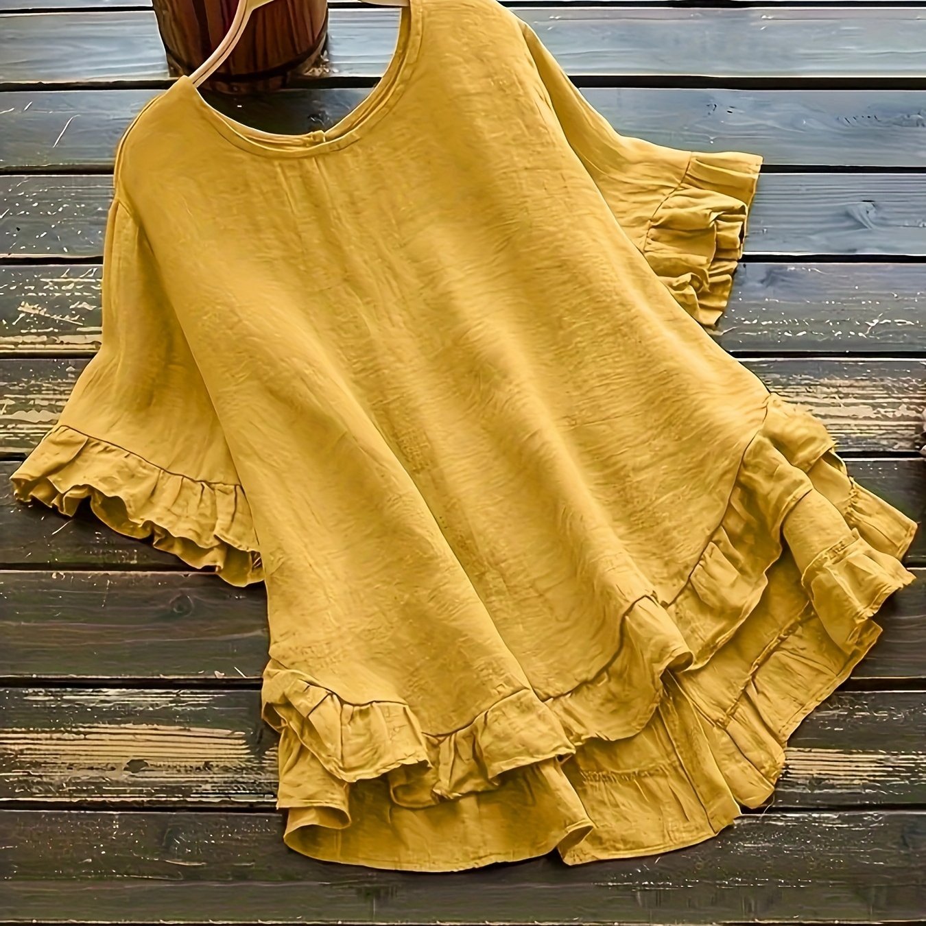 Plus Size, Summer New Arrival Plus Size Casual Loose Blend Solid Color Short Sleeve Pullover Shirt For Women