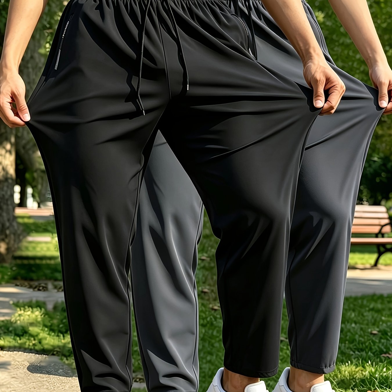 TEMU 2pcs Women's Fashion Long Pants, Double-sided Zipper Pockets, Drawstring Waist, Comfortable And Breathable Fabric, Ideal For, Casual , Outdoor,