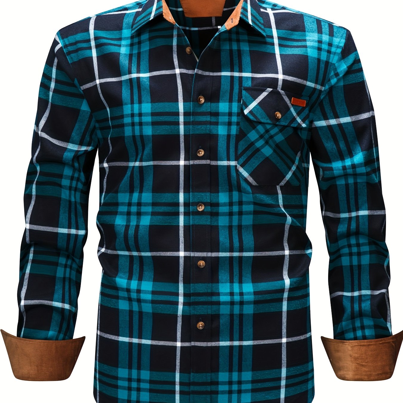 Image of New Brushed Flannel Men's Long Sleeve Shirt, Color , Thickened Autumn Casual Shirt, Suitable For Men' Wear, Vacation, And Streetwear, Comfortable And Fitted Casual Shirt
