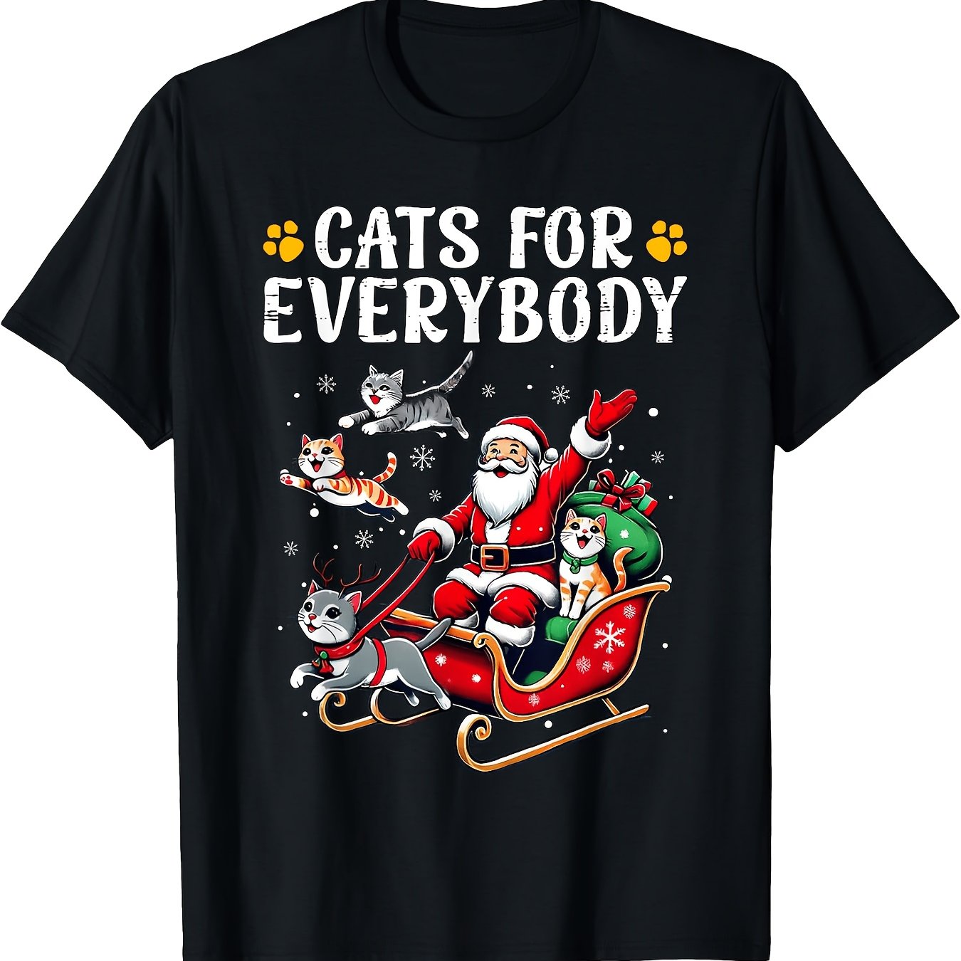 TEMU Cats For Christmas Cat Funny Xmas Men Women -shirt Vintage Streetwear Soft Breathable Daily Casual Wear Relaxed Fit Trending Graphic Tee