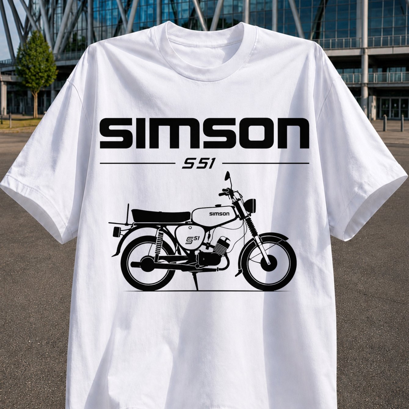 Image of S51 Graphic Vintage Motorcycle Illustration S51 Lettering And Clean Monochrome Mechanical Style Unisex T-shirt