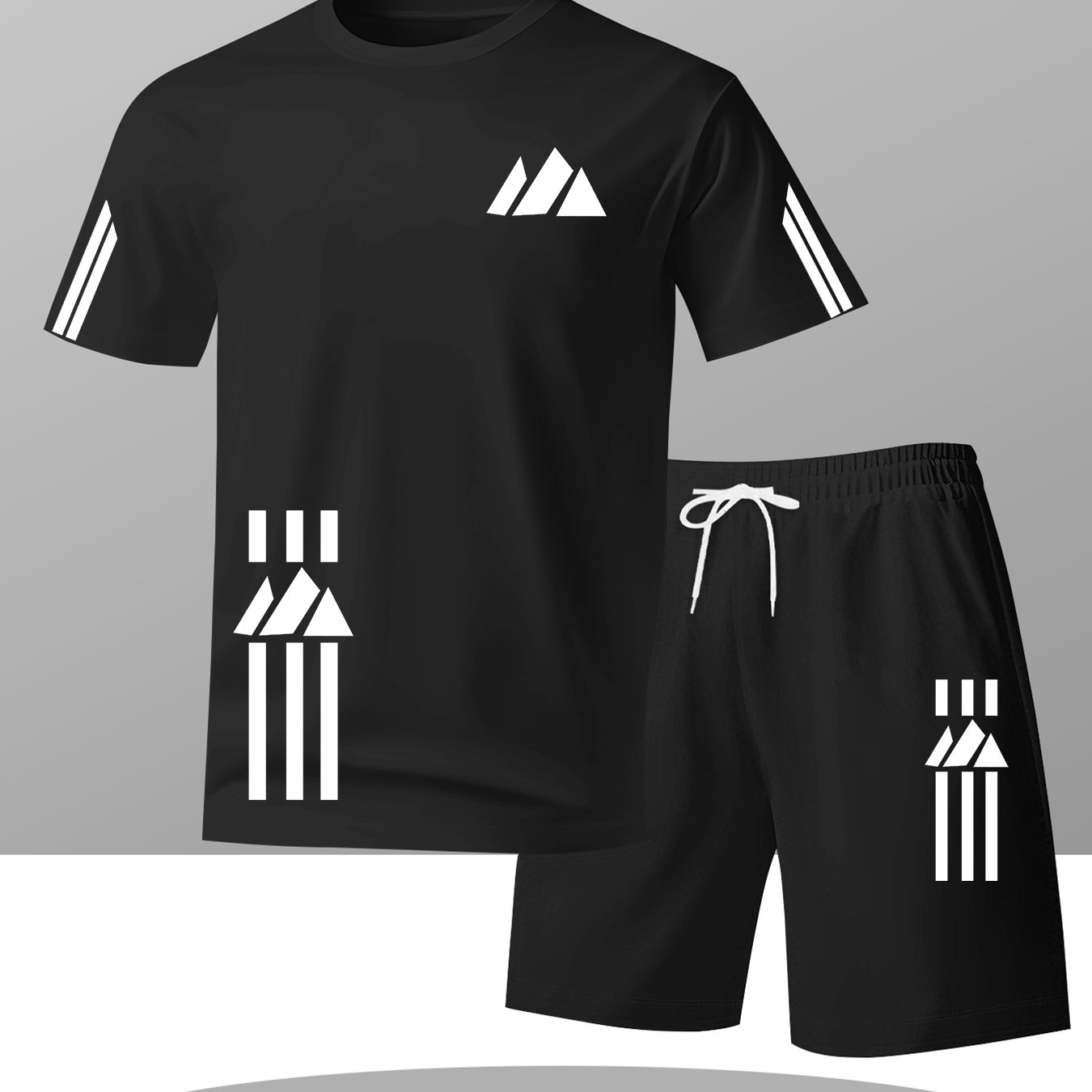 TEMU Men's Short Sleeve Top   Shorts Fashion 2pcs Set, Summer Trendy Men's Short Sleeve Shorts Printed Set, Casual Fashion Round Neck Short Sleeve