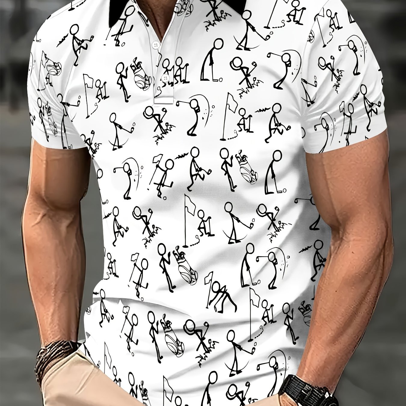 TEMU Printed Design â Not Textured Men's Golf Club Pattern Short-sleeve Fashion Casual Sports T-shirt