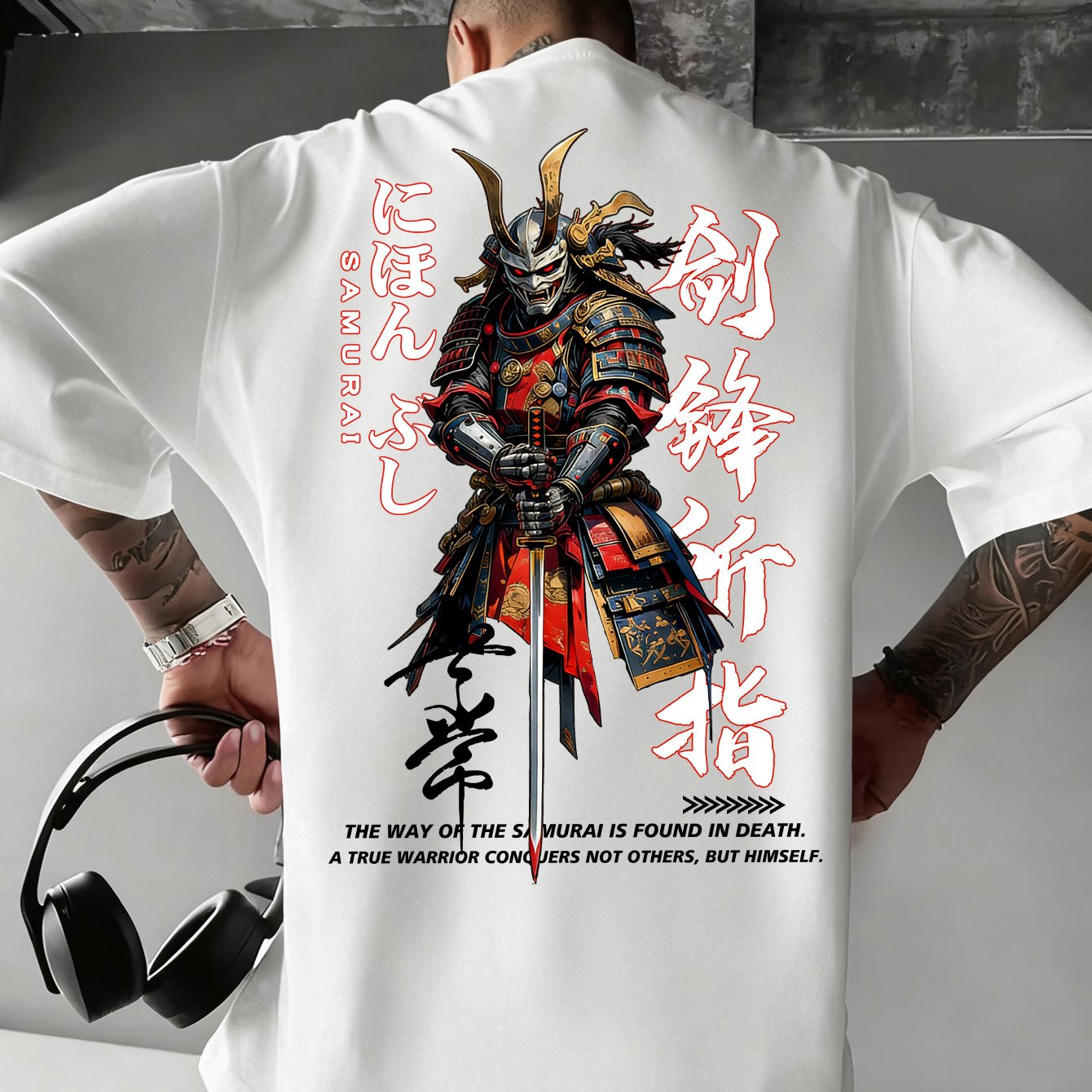 TEMU Men's Japanese Print T-shirt - Japanese Streetwear Style With , Round Neck Casual Tee Suitable For Themed Events & Casual Attire, Machine