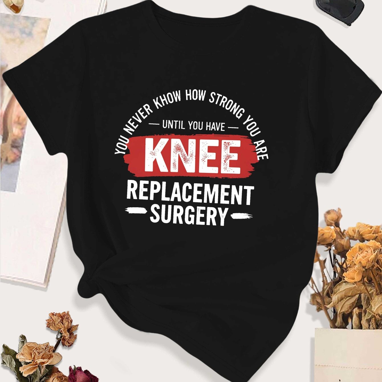 TEMU Knee Surgery Large Size Women's Casual Sports T-shirt