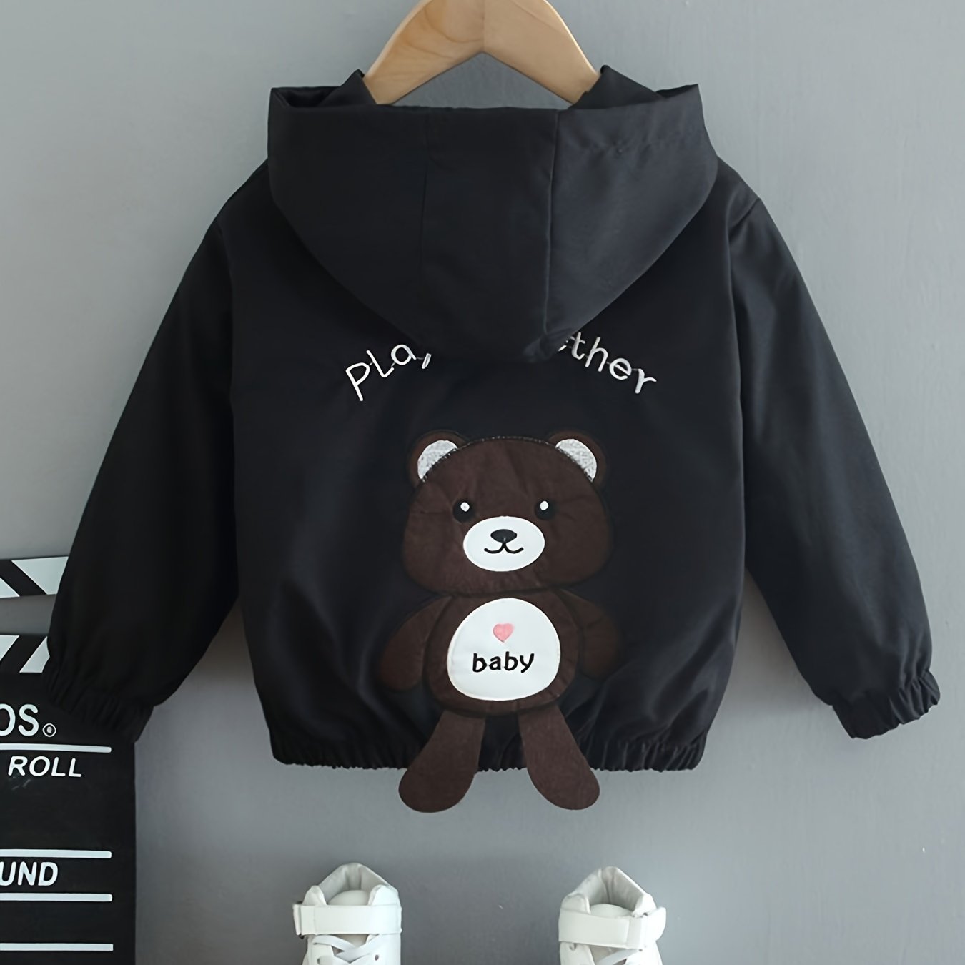 Image of Boys' Autumn Bear Jacket, Lightweight Spring/autumn Outfit, Stylish Hoodie, Casual Cute Top, Clothing For Boys