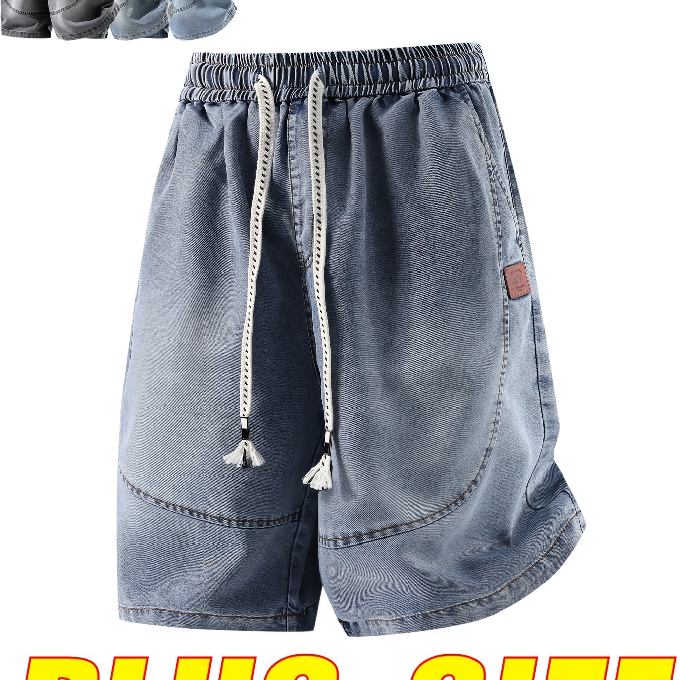 TEMU 0xl-5xl Size Men's Summer Trendy Vintage Washed Distressed Denim Shorts, , Breathable And Non-stuffy, Fashionable And Versatile Durable Easy