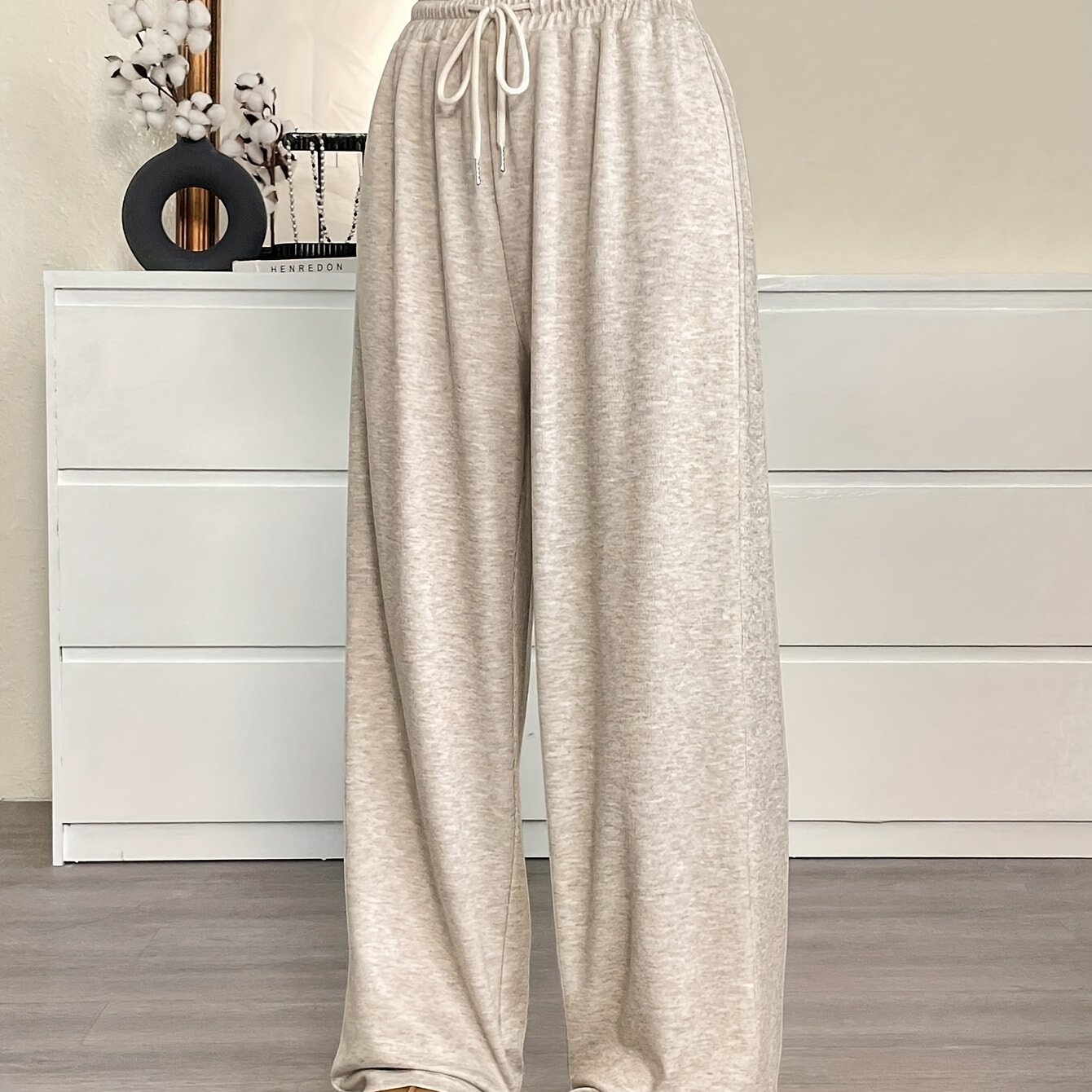 Summer Style Solid Color Drawstring Casual Trousers, Easy And Fashionable, Suitable For Daily Wear