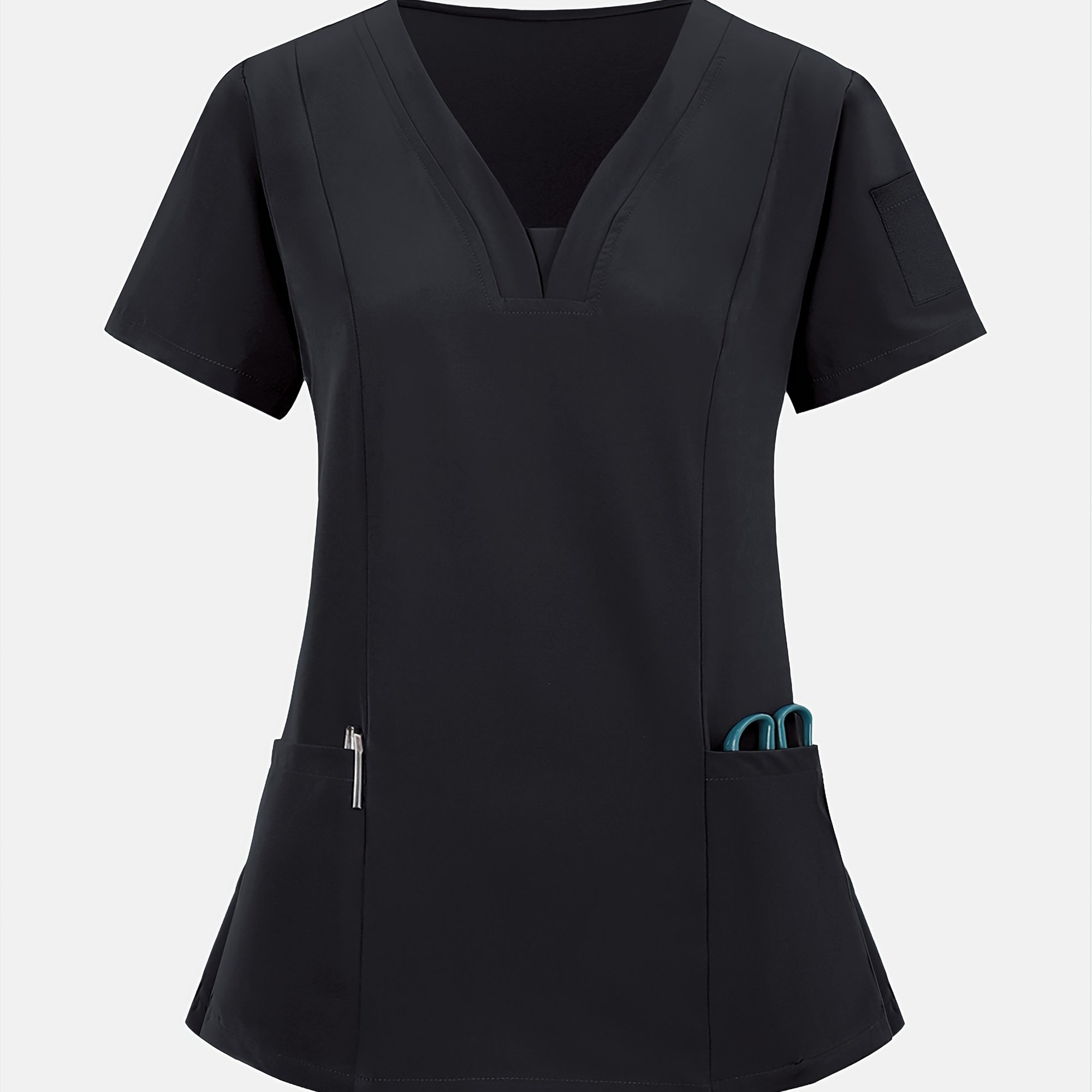 TEMU Women's Matte Nurse Pocket Uniform Workwear Nursing Work Clothes Stretch Breathable Top