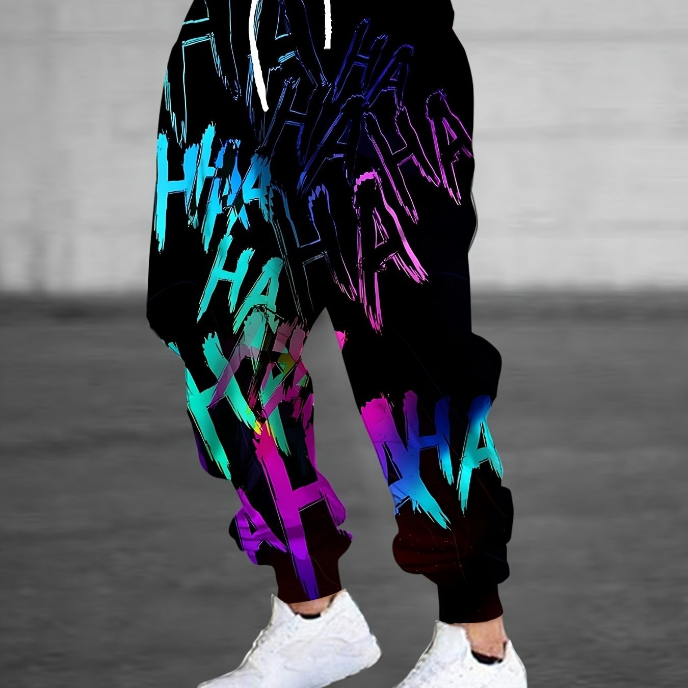 Image of Men's 3d Abstract Graffiti Pattern Print Joggers With Drawstring And Pockets, Trendy Long Pants For Home Sleepwear Casual Comfortable