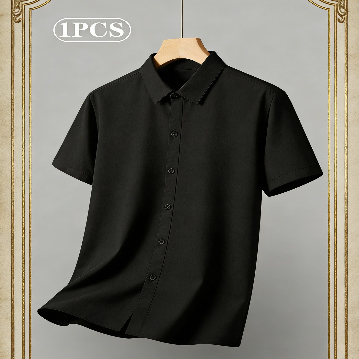 TEMU Camicia da elegante a maniche corte con bottoni - Camicia con in poliestere adatta per abbigliamento casual e formale, blusa a bottoni lavabile