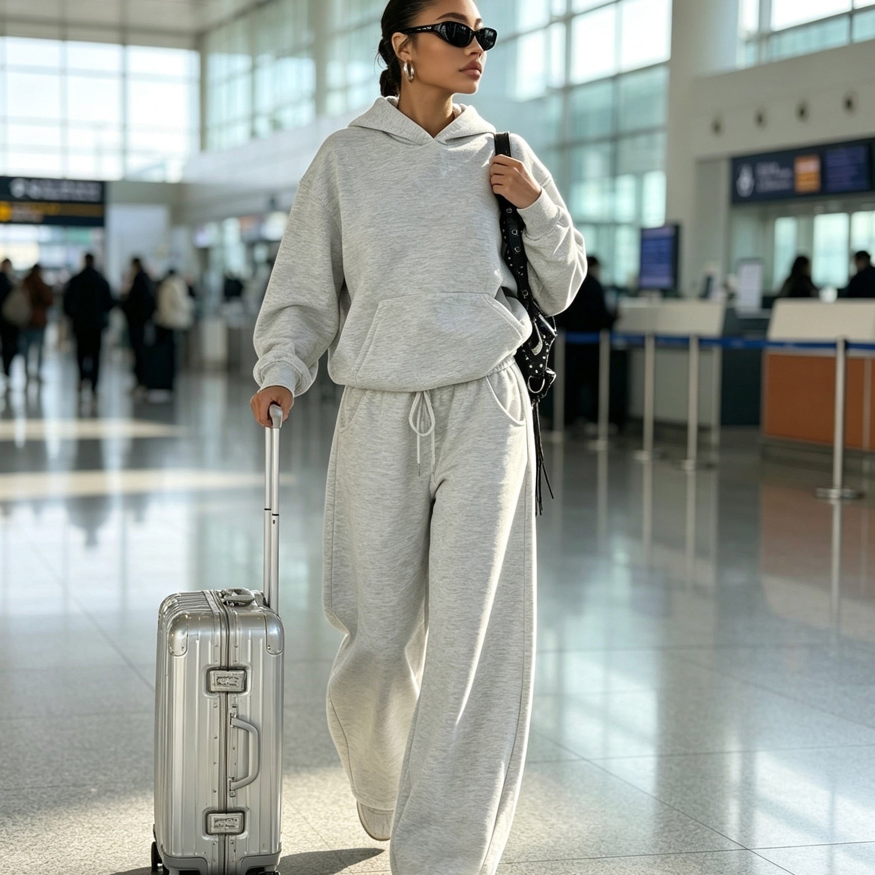 TEMU 1 Set Women's Autumn Winter Athletic Hoodie And Long Pants Set, Loose Hooded Top And Elastic Drawstring Waistband Joggers, Suitable For Outdoor