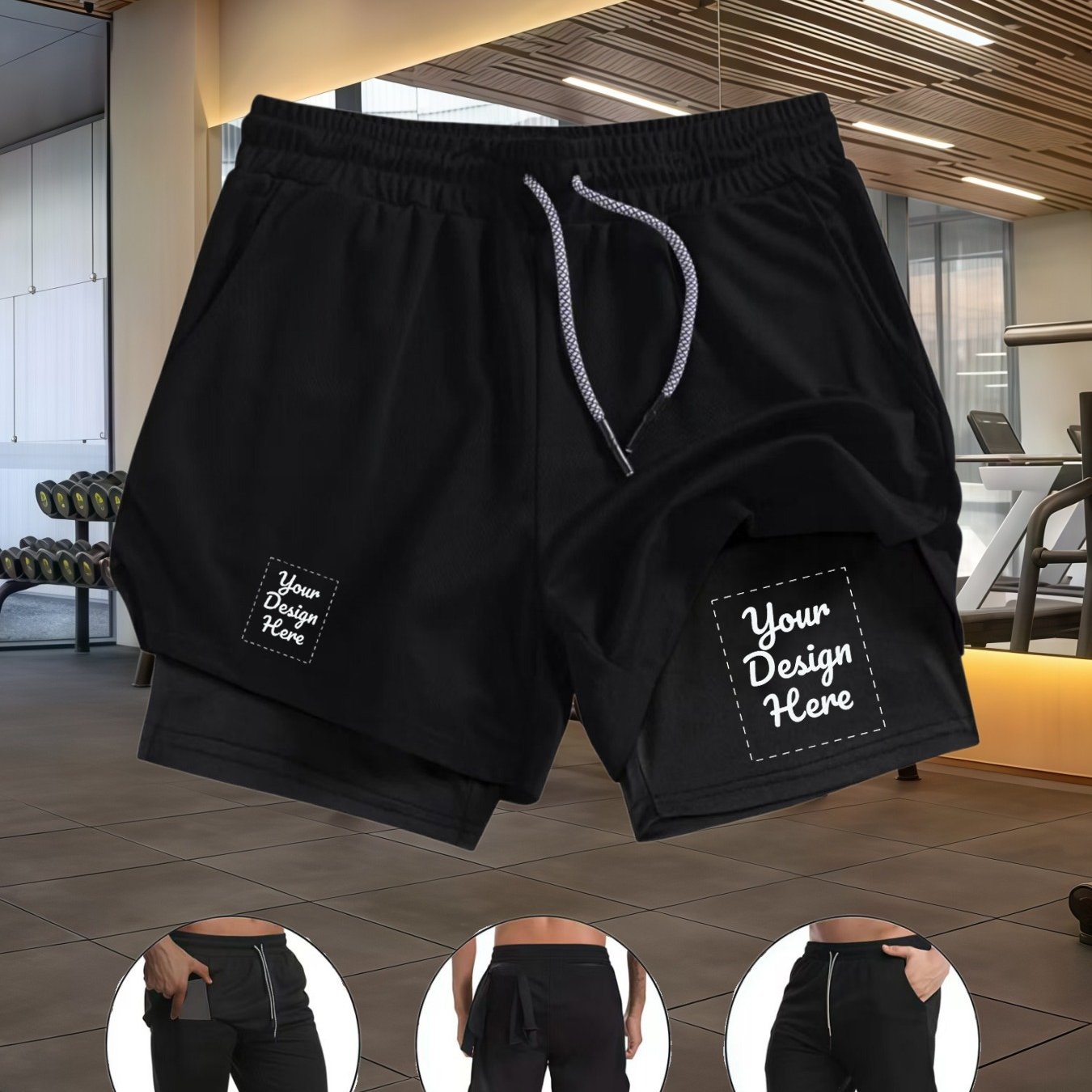 TEMU Men's Personalized Quick-dry Compression -layer Shorts - High Elasticity, Running, Fitness, Cycling, Athletic Shorts, Customized Shorts,