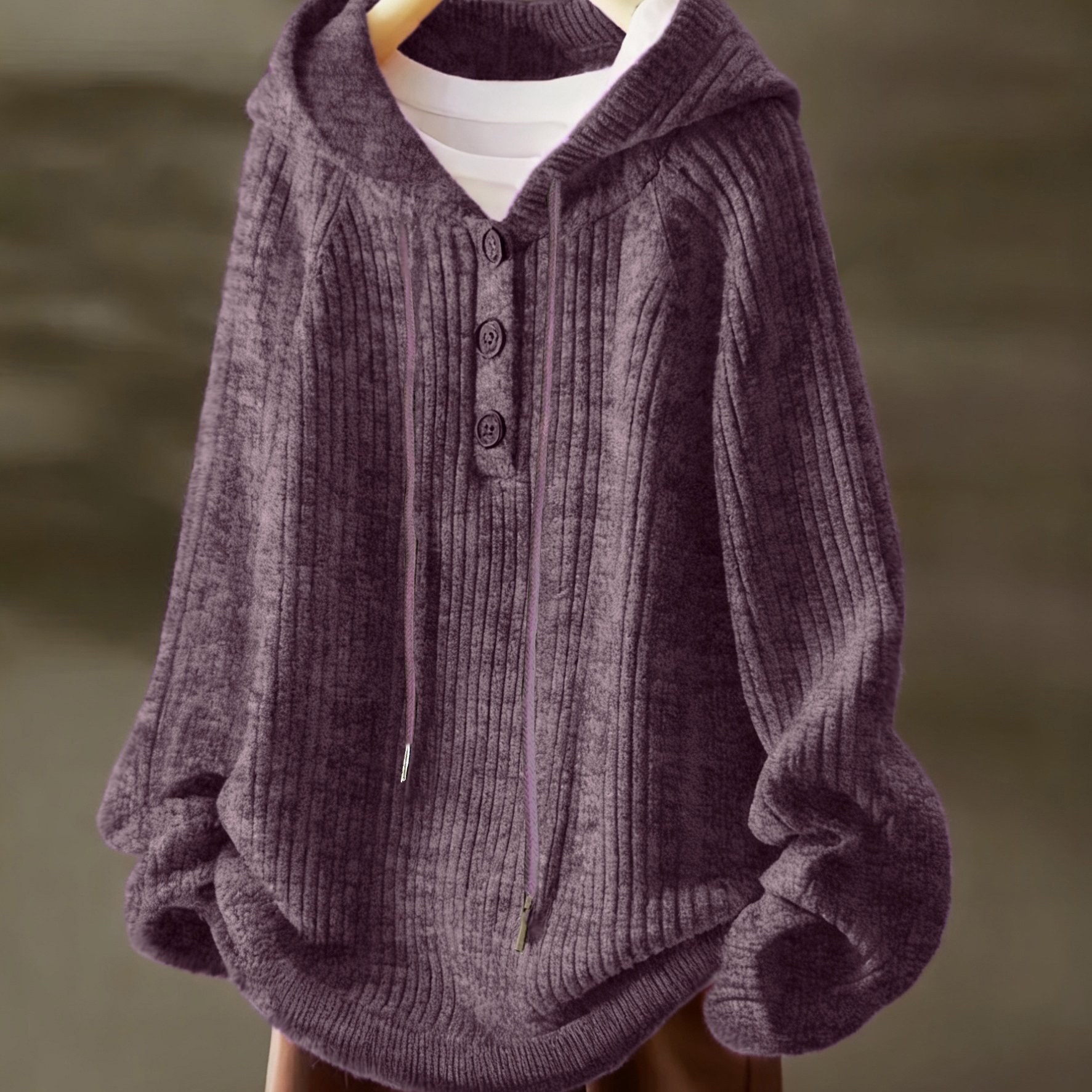 TEMU Autumn-winter Women's Fashion Ribbed Cloud Casual Hoodie