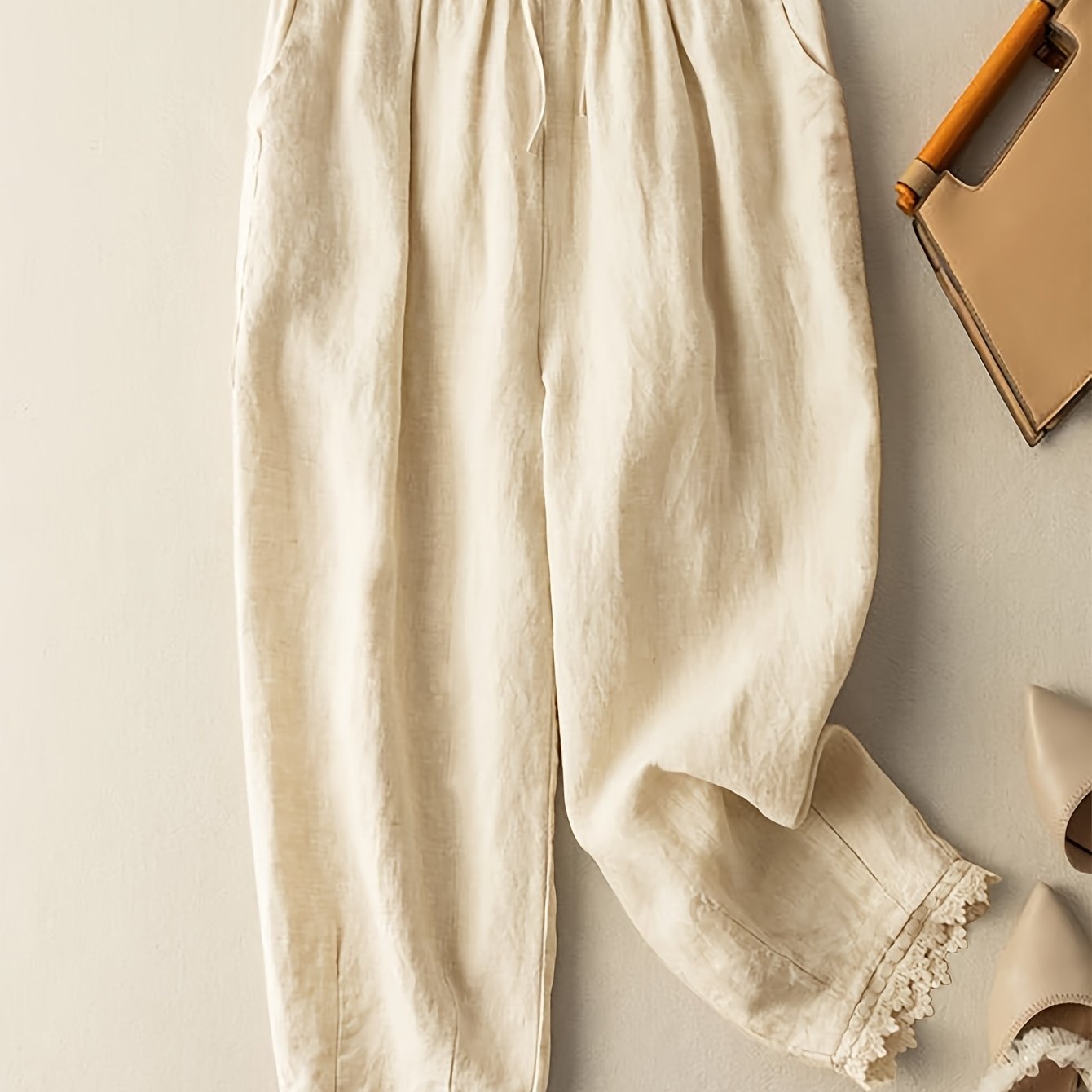E-shop Frühlings-Sommer Spitzen-Patchwork Mode Lockere Lässige Haremhose