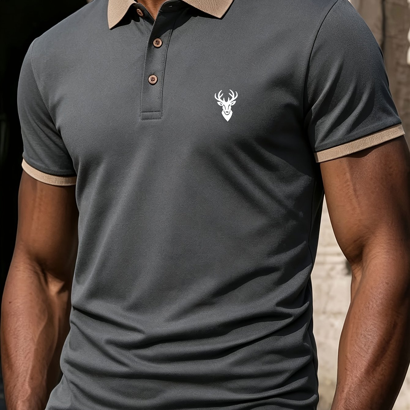 TEMU [four Colors] Shirts Suitable For Summer , Short-sleeve T-shirt Tops For Commuting, Deer Head Print
