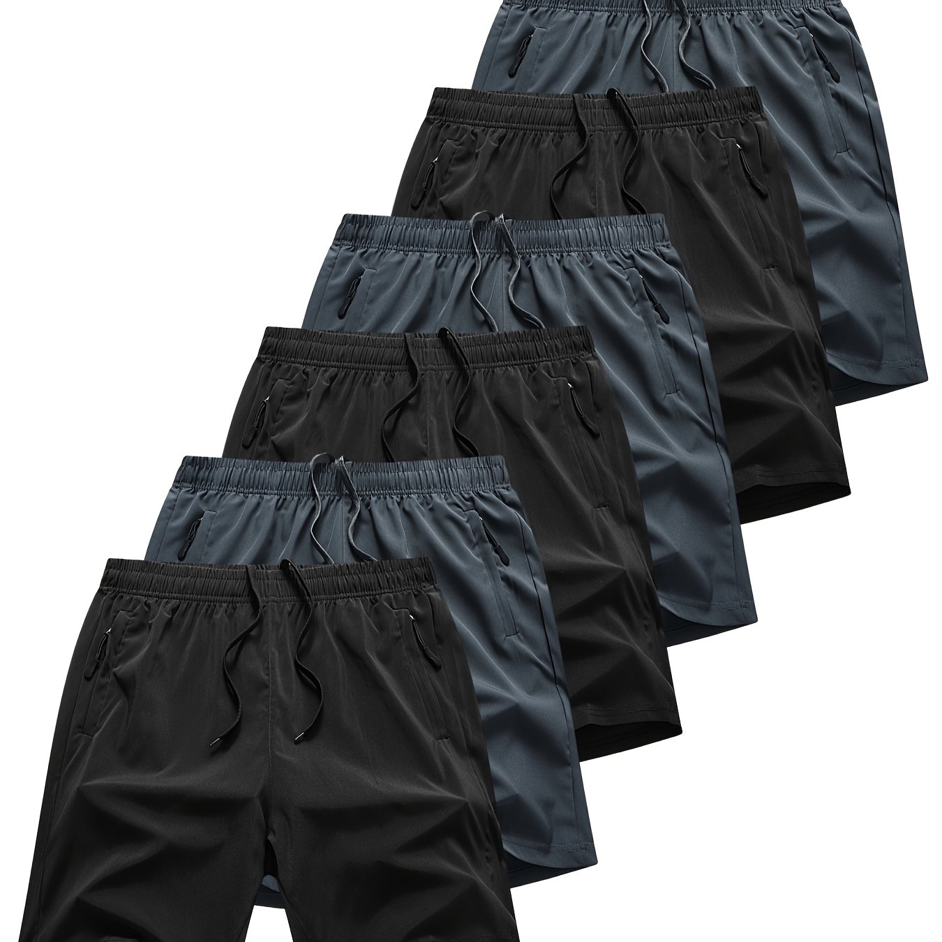 TEMU Men's Summer Shorts In A 6pcs Set, Loose-fitting, Breathable, Solid Color, Quick-drying, Thin And Trendy