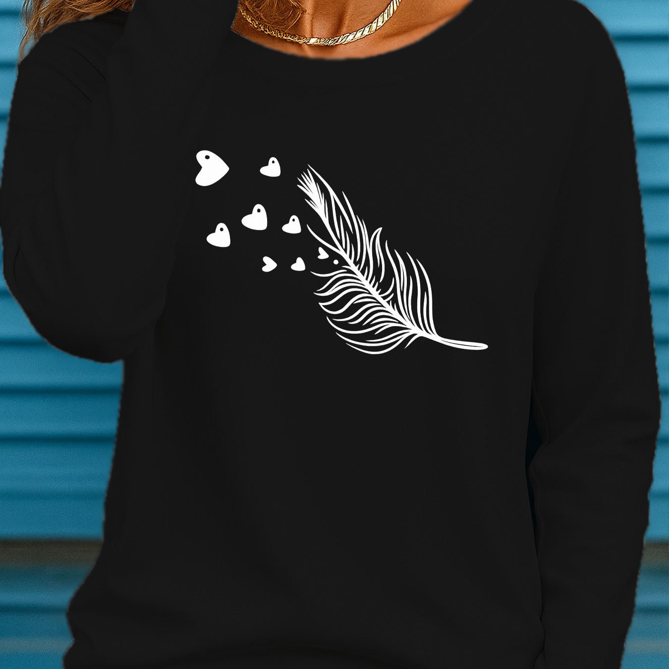 TEMU Women's Plus Size Oversized Long Sleeve Round Neck T-shirt Suitable For Fall/winter - Soft Casual Stretch Fabric With Print, Blouse For Layering