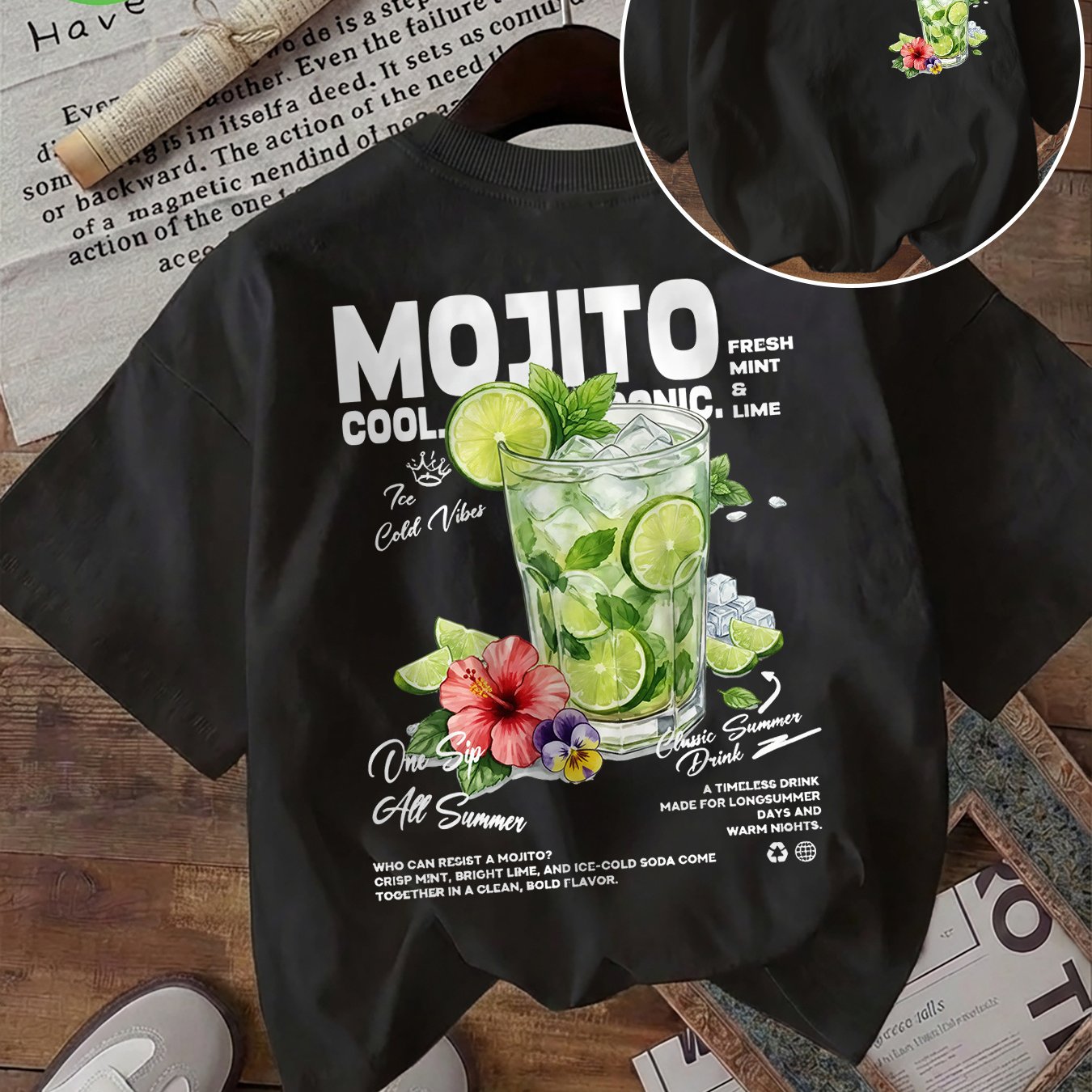 Image of Plus Size, Women's Fashion Top With Double-sided Print, Summer Wear, , Print Round Neck Pure Short Sleeve T-shirt