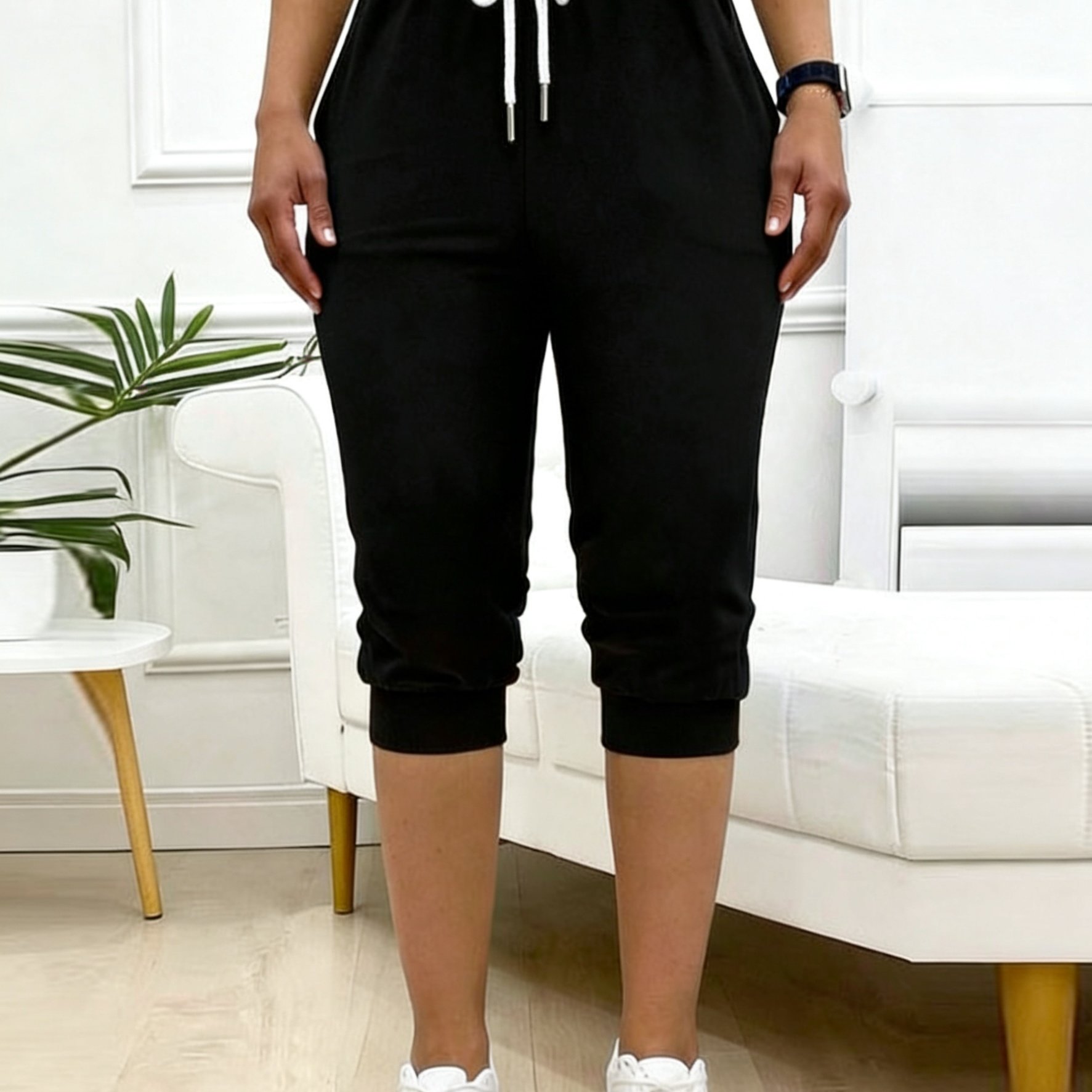 Women's Casual Capri Pants With Elastic Waistband, Relaxed Fit Pants, Soft And Comfortable For Daily Wear