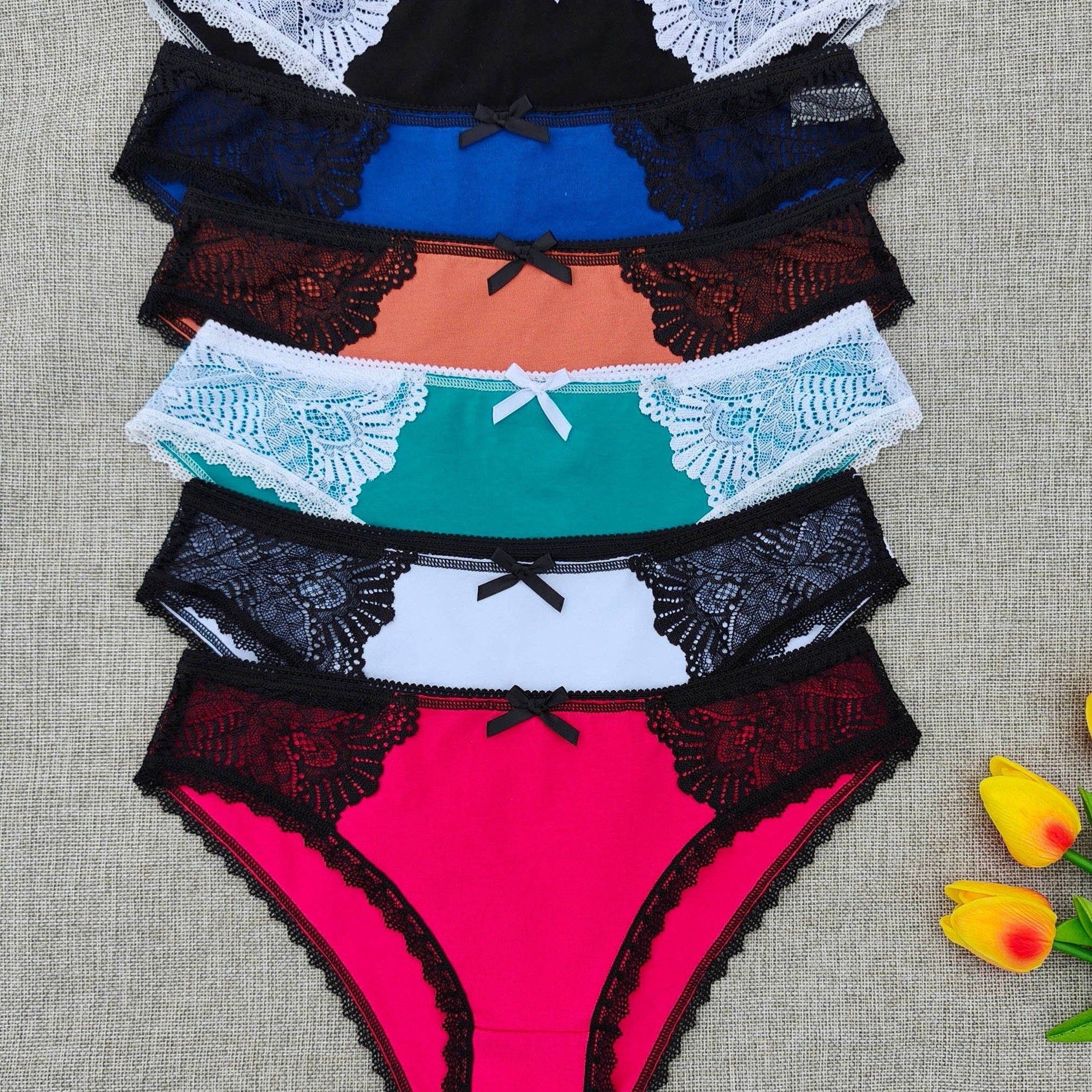 Set Of 6 Women's Lace Low-rise Panties
