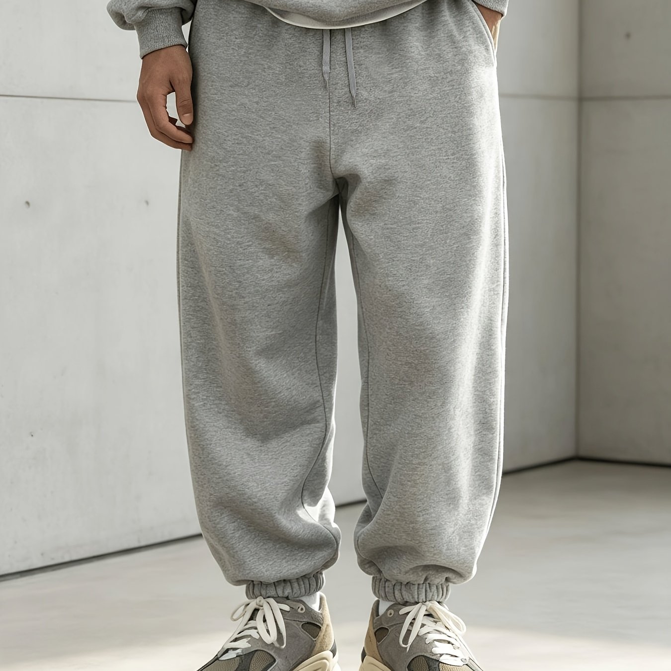 TEMU 1pc Men's Polyester Solid Color Drawstring Pants, Professional , Loose , Suitable For Hotel Kitchen, Office, Car Repair, And Work