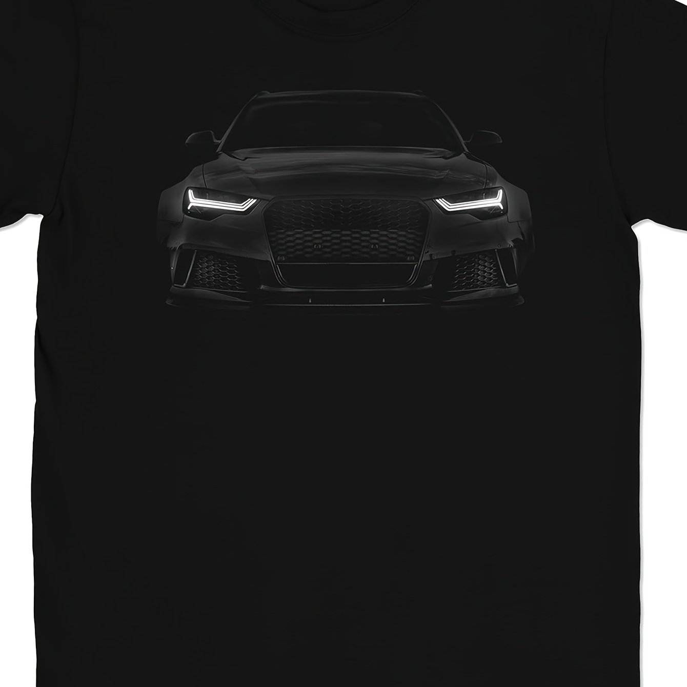 TEMU Rs6 German Performance Headlights Glow T-shirt | Casual Crew Neck, Stretch Fabric, Regular Fit, Print Pattern, Perfect For Men