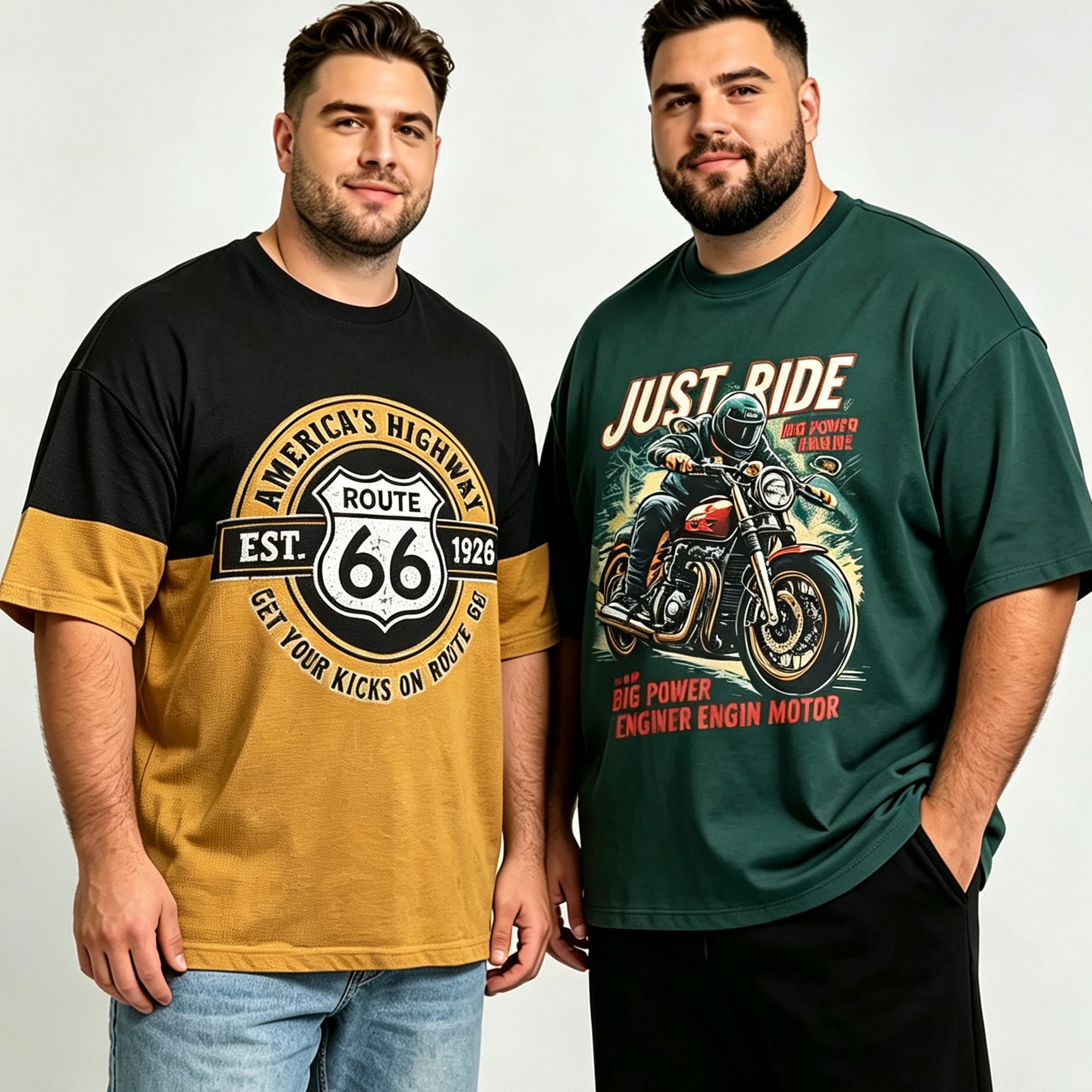 TEMU 2pcs Men's Plus Size T-shirts, Men's Short Sleeve Summer Crew Neck Tops, Graphic Print Apparel, Casual And Comfortable Pullovers, Suitable For