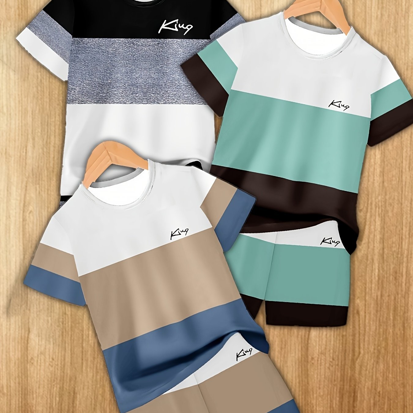 6pcs Boys' Set, Fashionable 3d Printed Casual Pullover Short-sleeved T-shirt And Shorts, Boys' Outdoor T-shirt And Shorts Set, For Outdoor