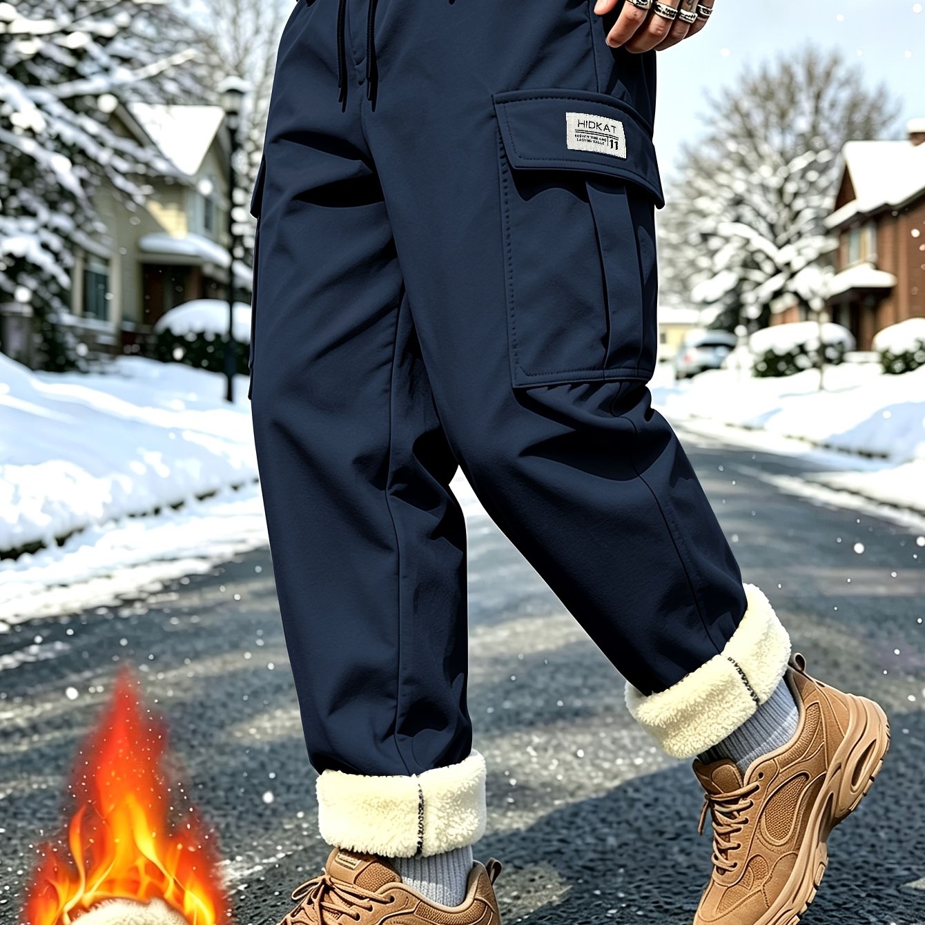 Men's Cargo Jogger Pants for Autumn/Winter with Drawstring Waist