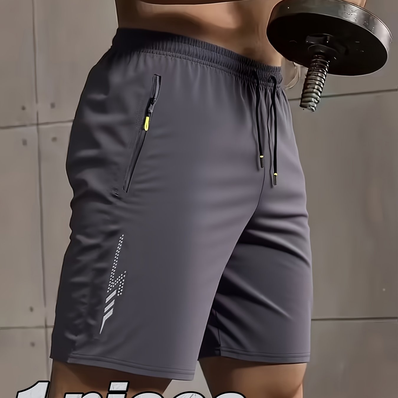 TEMU 1pc Unisex Fashion Trendy Shorts, Lightning Print On Sides, Zipper Pockets, Drawstring Waistband, Perfect For Summer Outfits, Casual Exercise,