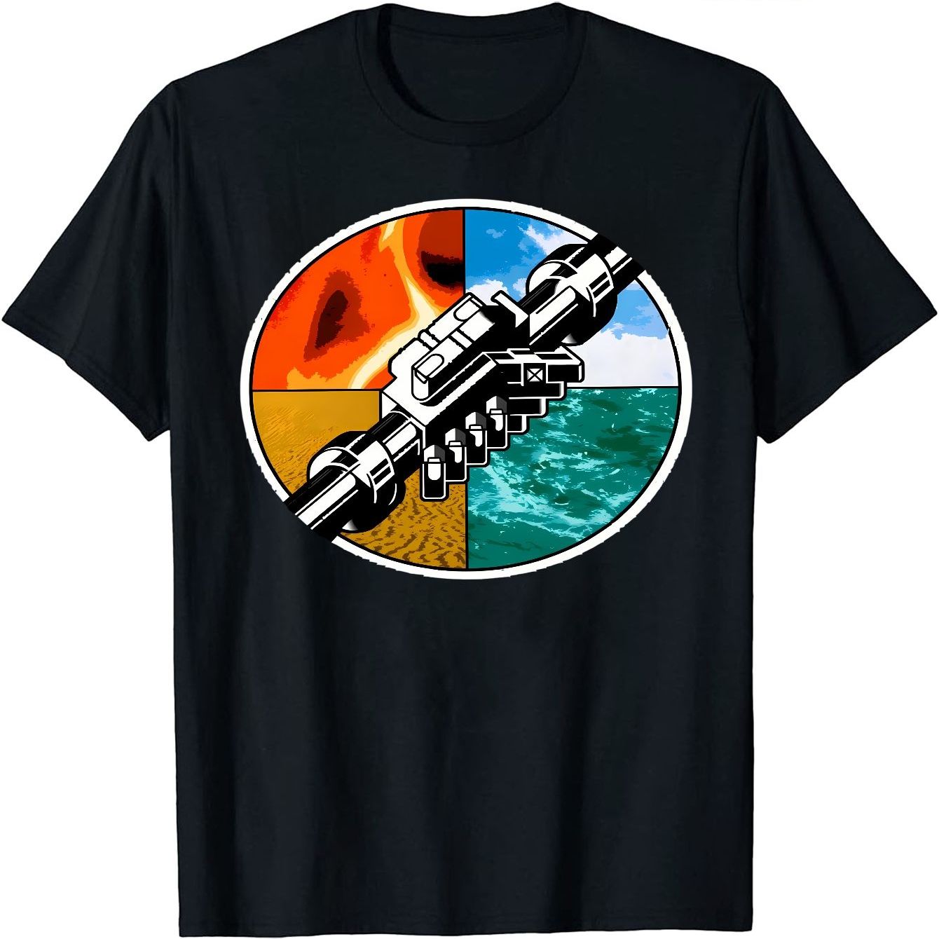 TEMU Men's Retro Patterned T-shirt, Featuring The "wishyouwerehere" And Volcanic Lava Artwork, Lightweight, Breathable, Loose-fitting, Round-neck,
