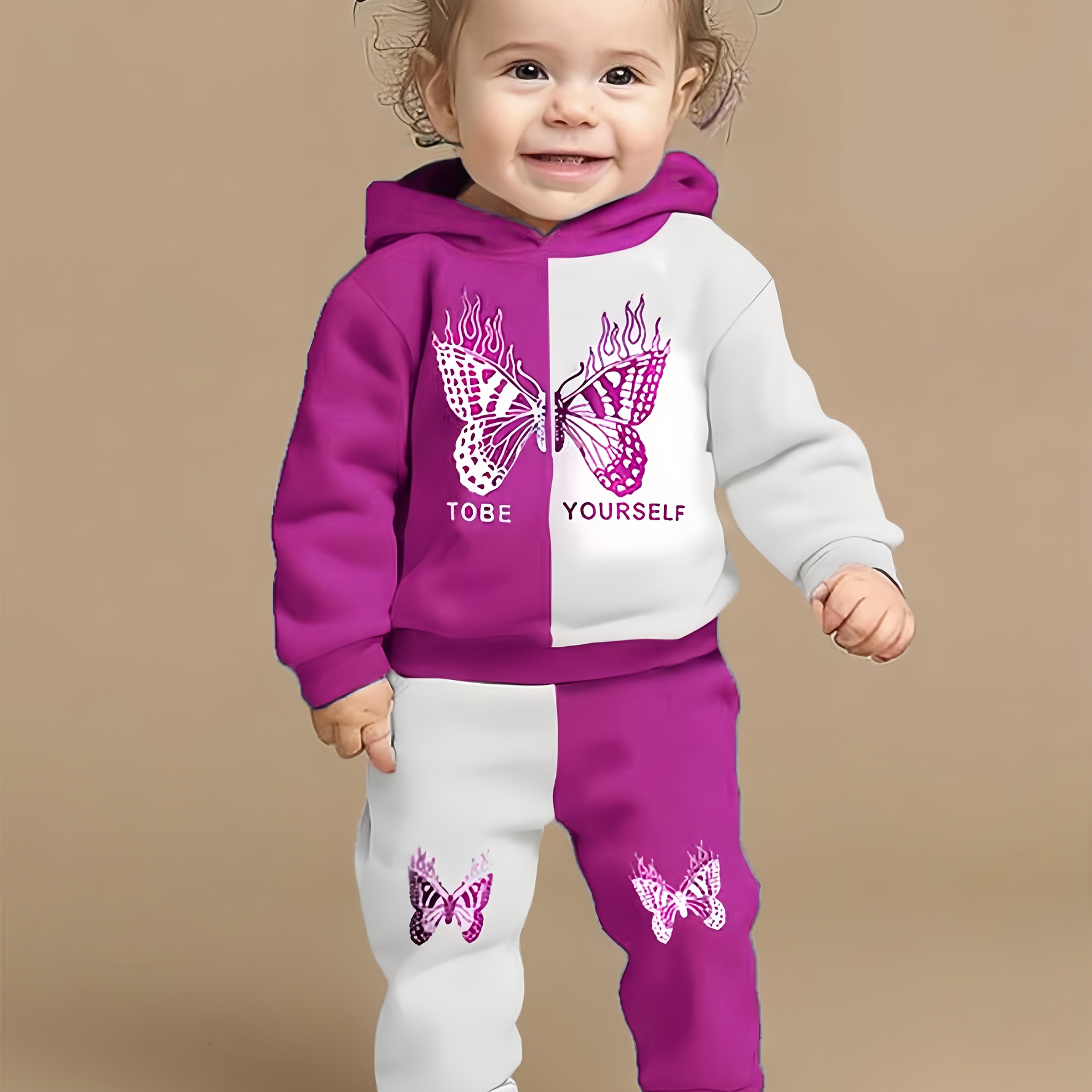 2pcs Of Warm Sweater Set For Girls And Babies In Autumn And Winter, Cute Matching Hooded Sweater+sweater Pants, For Outdoor