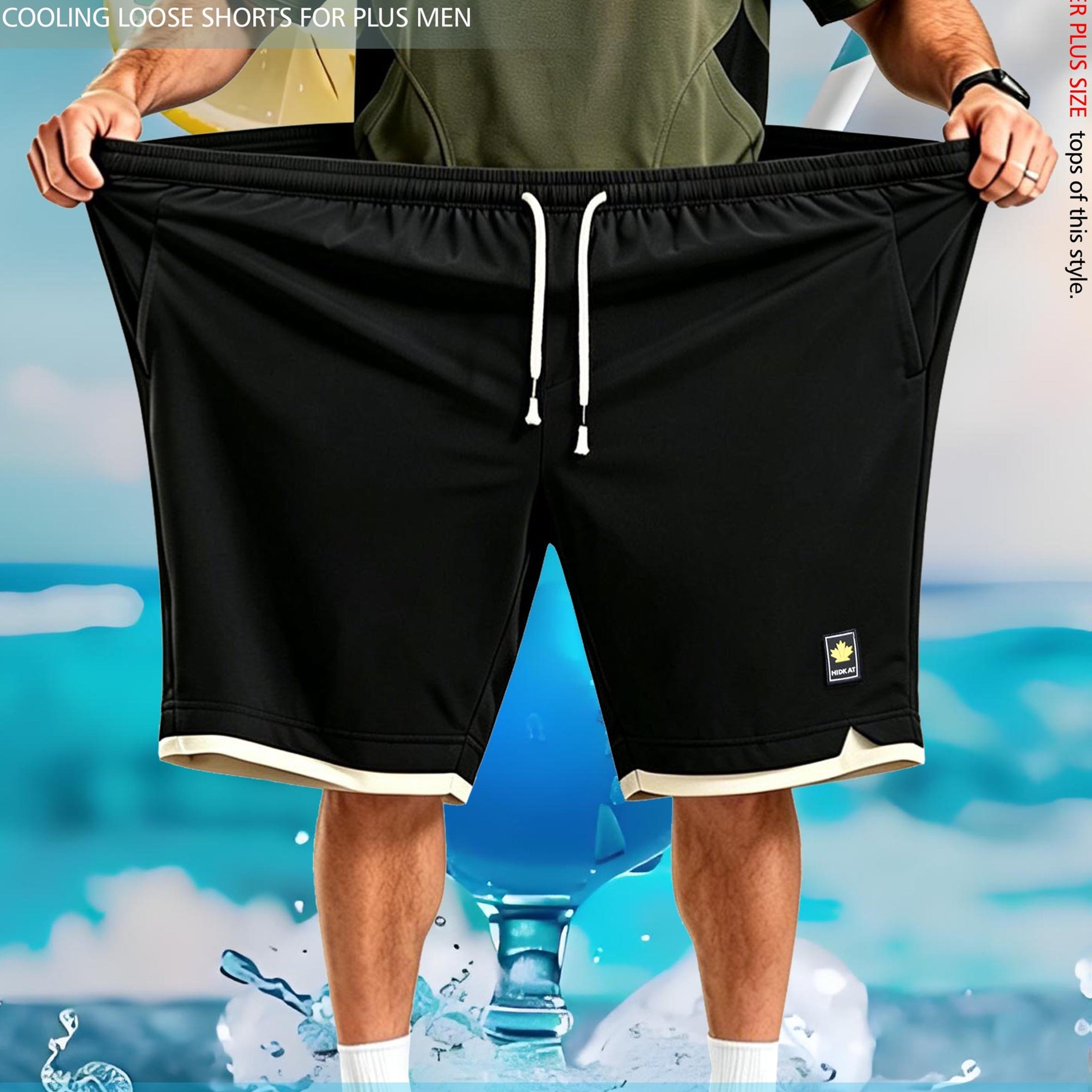 TEMU Men's Plus Size Casual Shorts (2xl-9xl), Summer Loose Fit Breathable Knee-length Sports Pants, Extra Wide & Extra Large For Big & Tall Men,