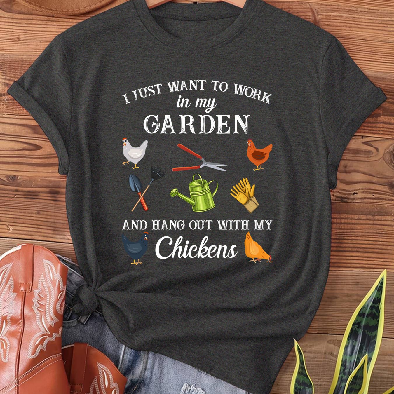 TEMU With My Chickens, Print T-shirt, Short Sleeve Crew Neck Casual Top For Summer & Spring, Women's Clothing