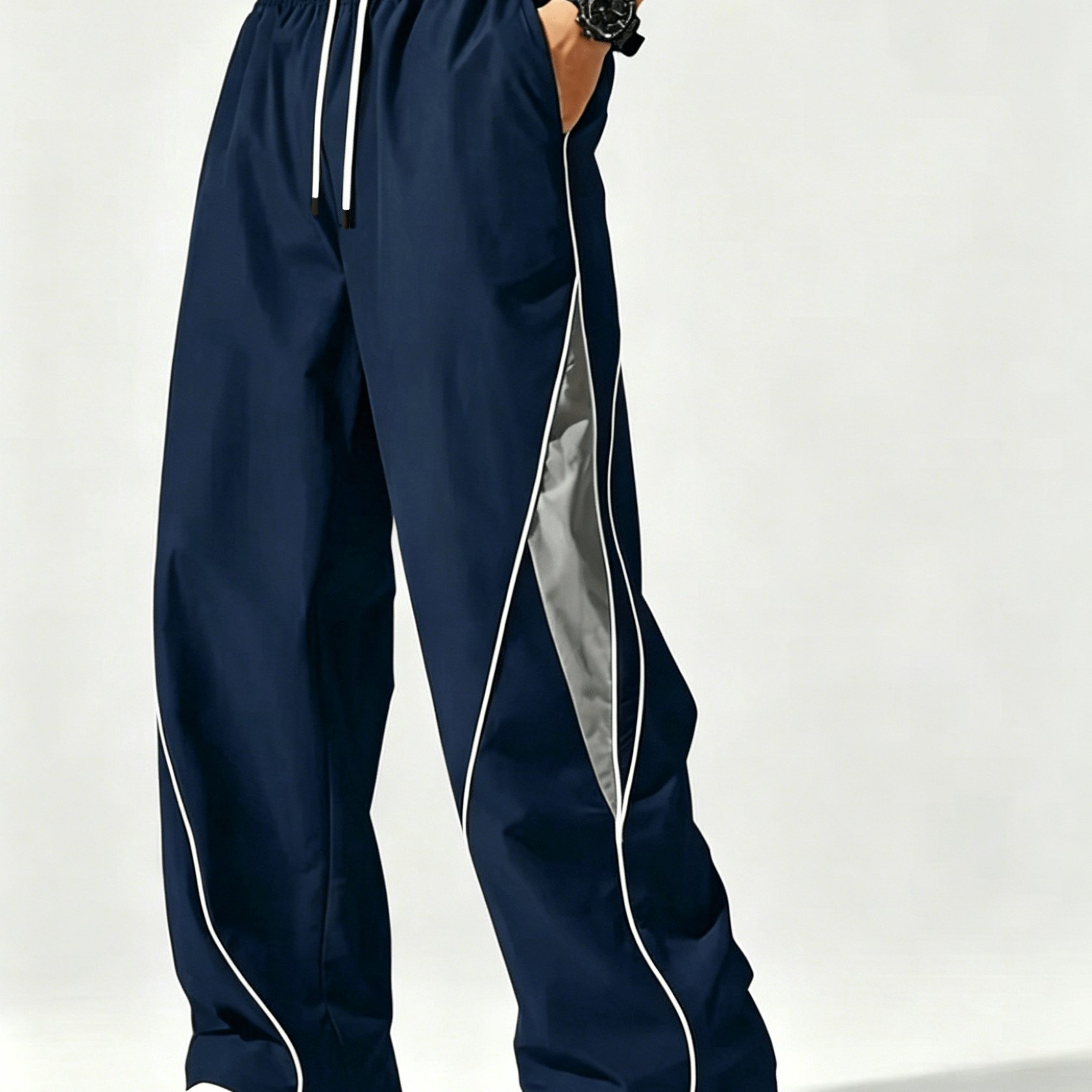TEMU Pantalon pour Homme Haute Qualité | Pantalon Long Athlétique Décontracté pour Homme, Pantalon Américain Rayé Séchage Rapide Style Streetwear
