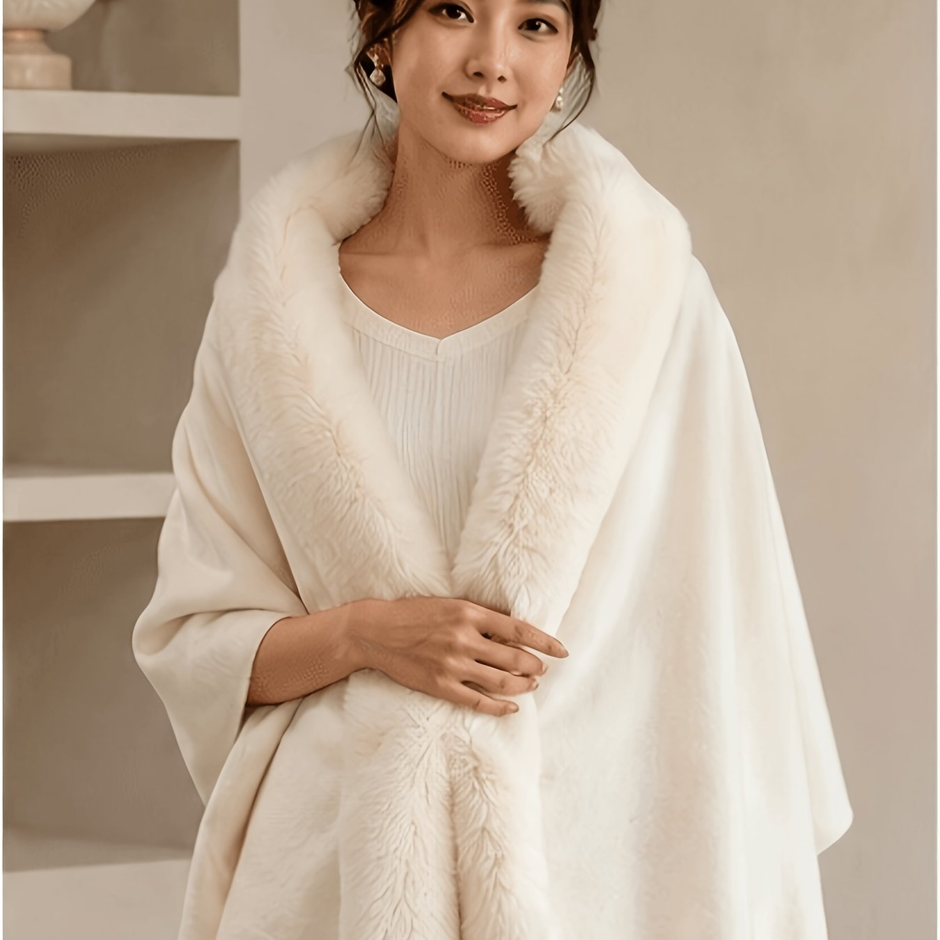 TEMU Plus Size - 1pc 2-in-1 Scarf Shawl, Minimalist Fashion Tassel Winter Wrap