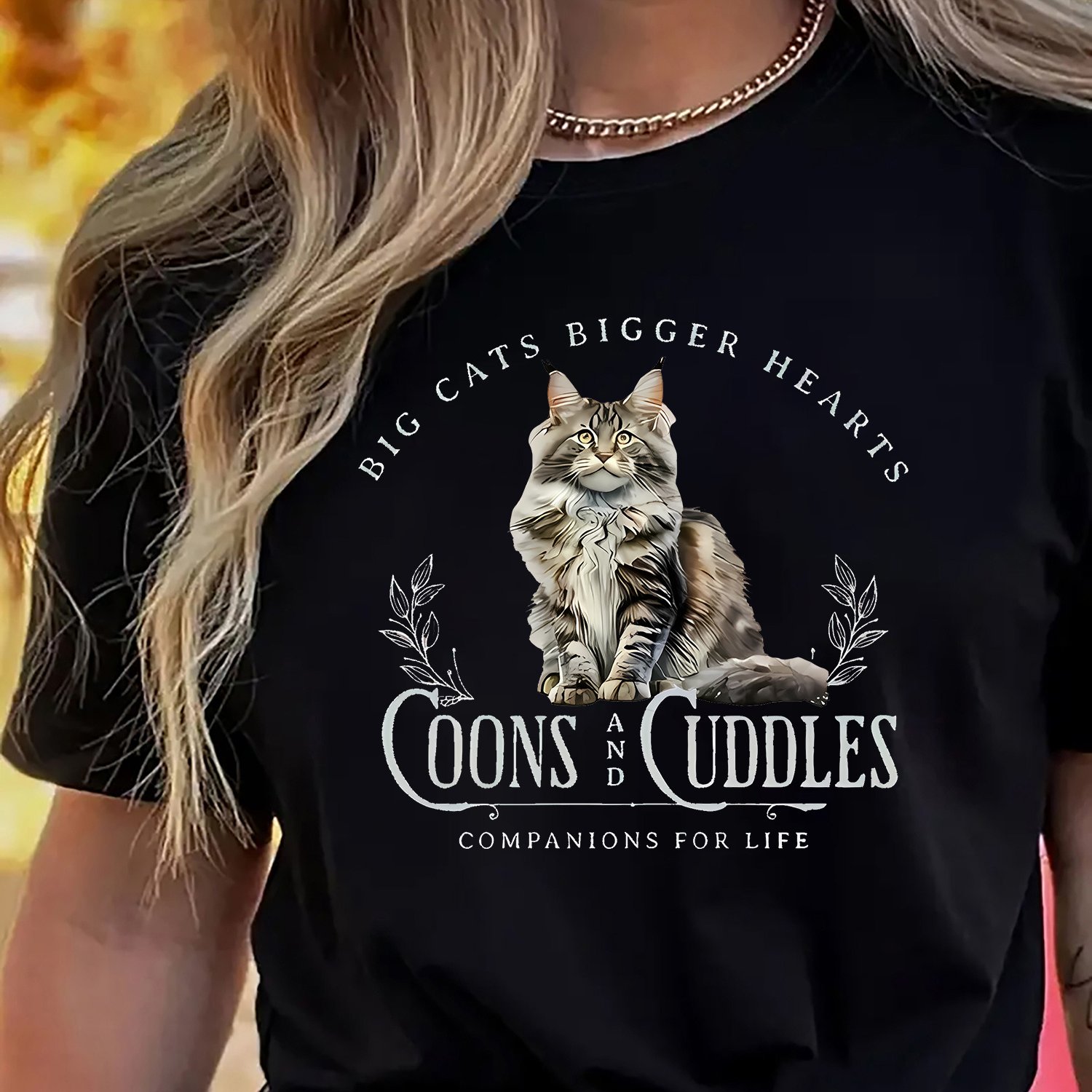 TEMU Trendy Letter Cat Pattern, Women's Casual Sportswear, Women's Casual Sport Shirt T-shirt, Women's Casual Sport T-shirt