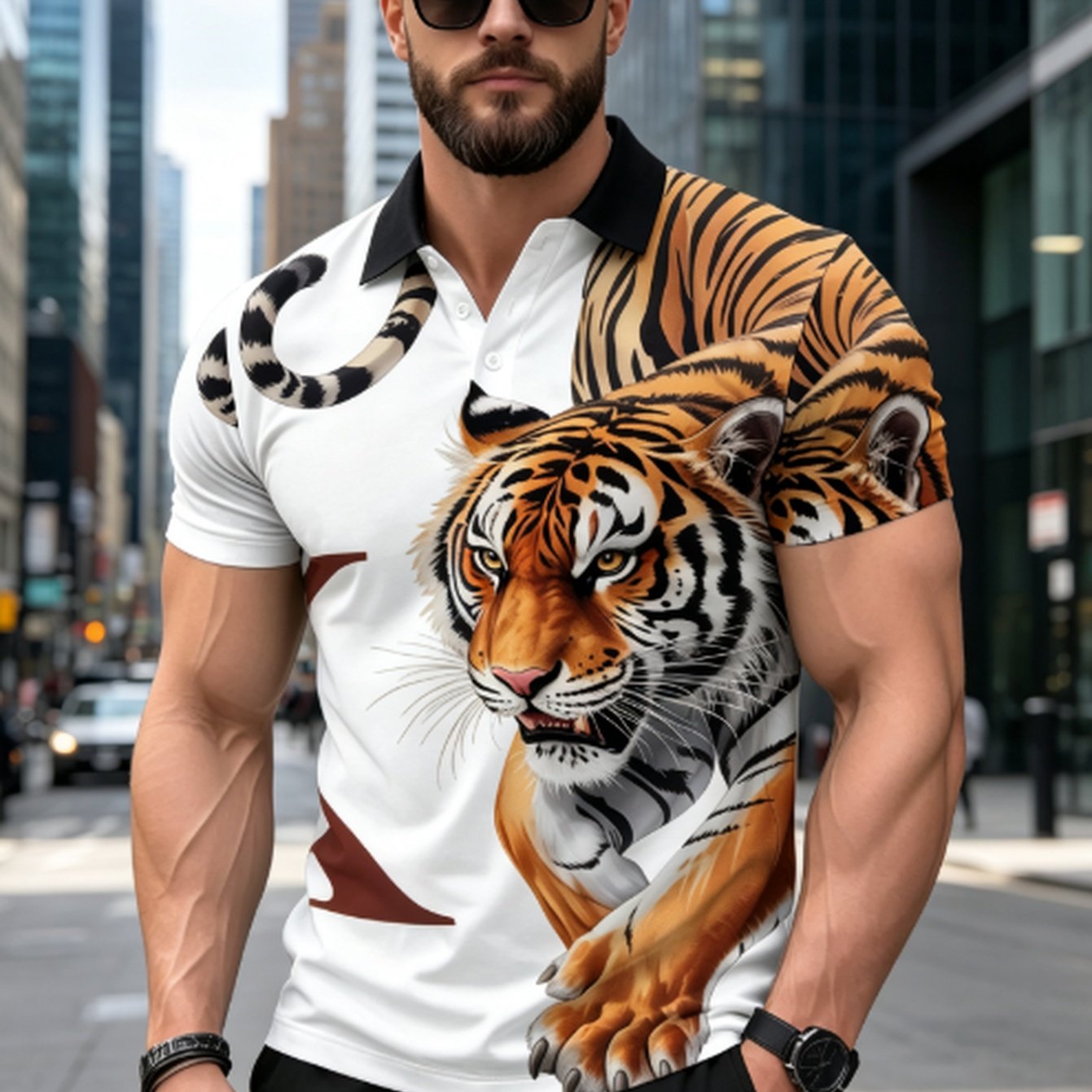 TEMU [print Design, Not Textured] 's Shirt, Short Sleeve Top With Print Design, Fashionable Casual Wear For Home, Office, Or Restaurant