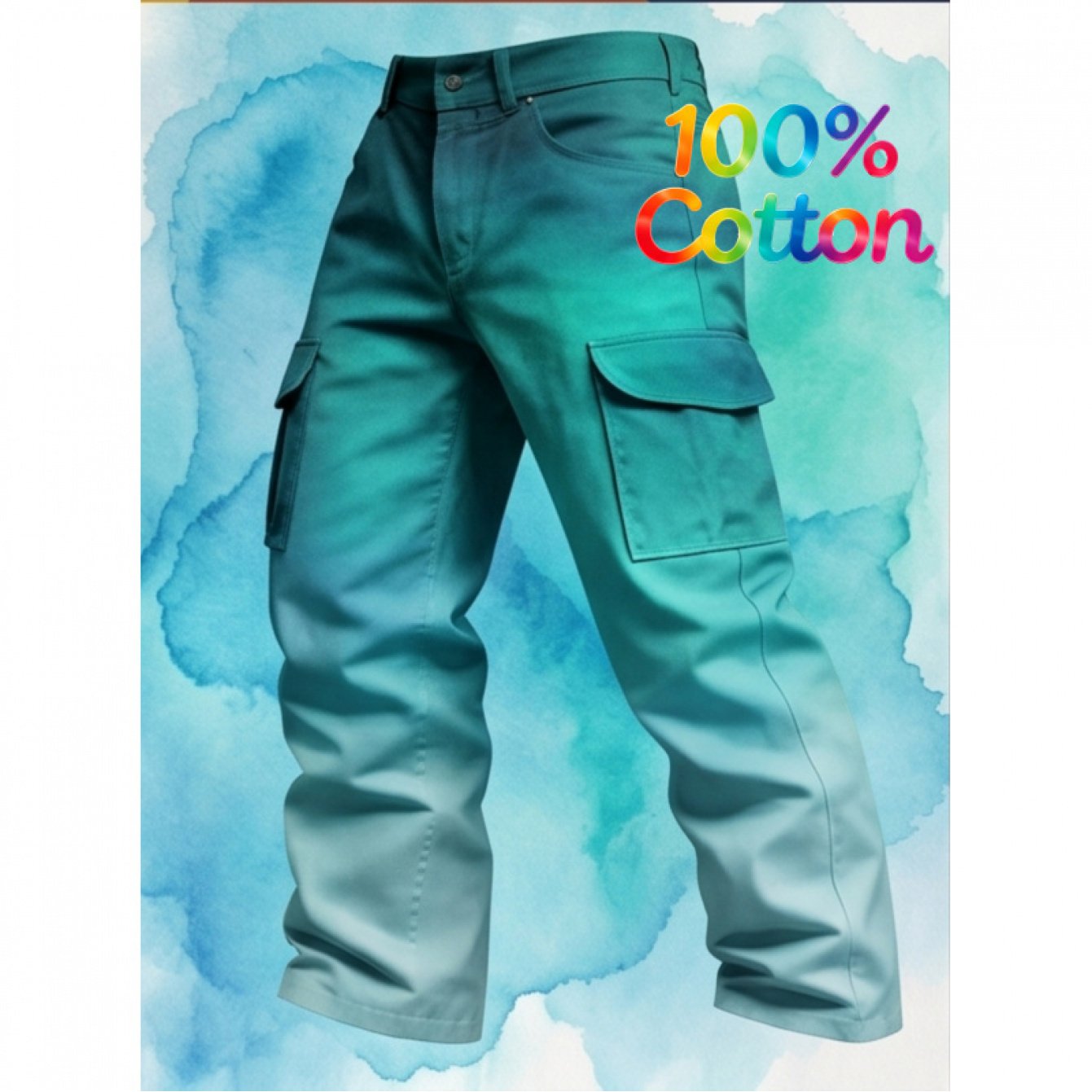 Image of Men's Fashion Gradient Ombre Cargo Overalls, Style Multi-pocket Straight Casual Trousers, Unique Personalized Bottoms For Daily Commuting & Street Outfits