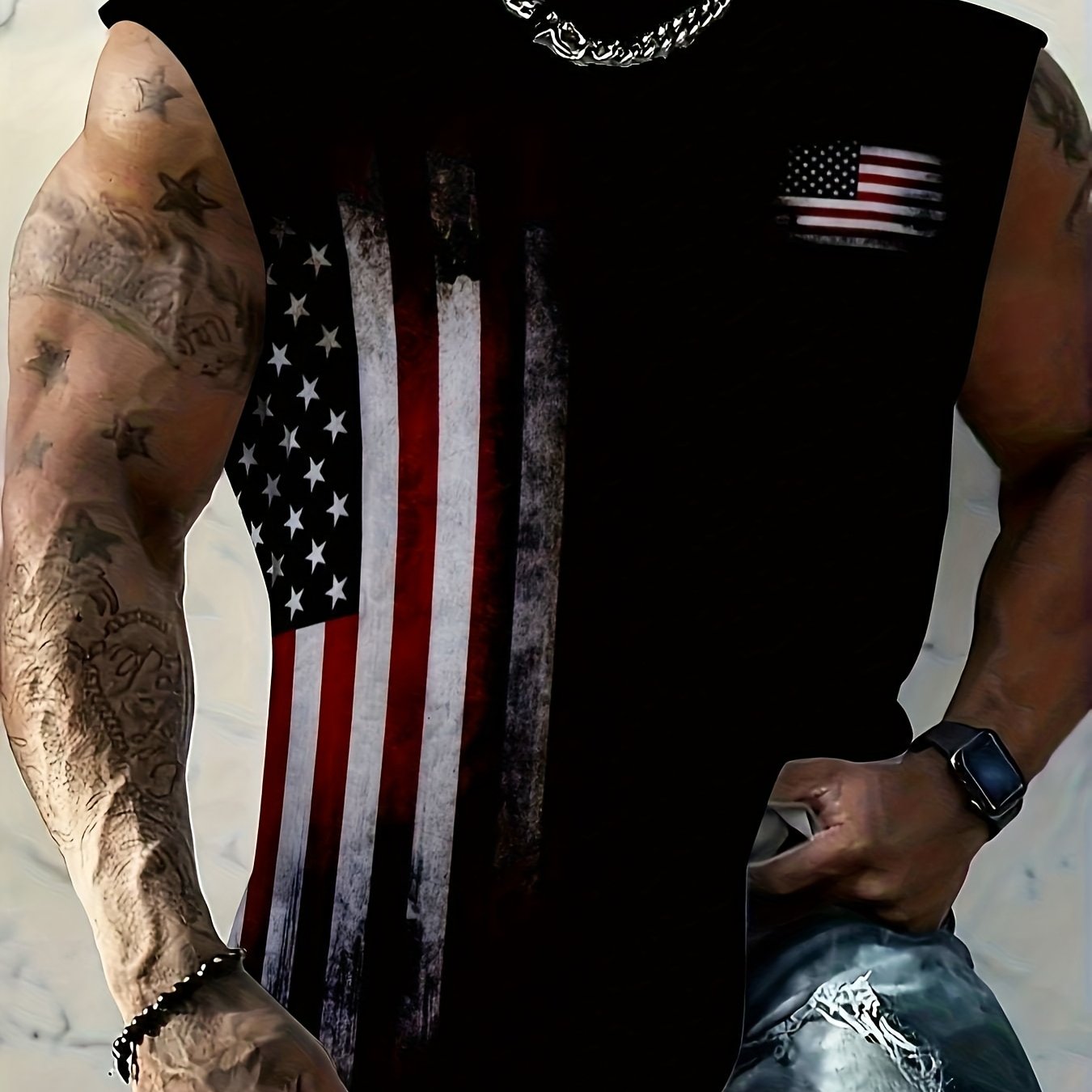 TEMU Men's Sleeveless Shirt Tank Top - 3d Printed Minimalist Athletic, Non- Round Neck, Machine Washable Suitable For Summer Outdoor Sports, Gym,