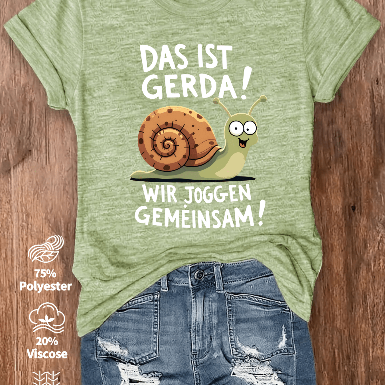 Women Funny German Snail Print T Shirt ' Gerda We Jog ' Casual Summer Tops Lazy Jogging Tee For Love Cute Animal Jokes And Relatable Slow Living Slogans