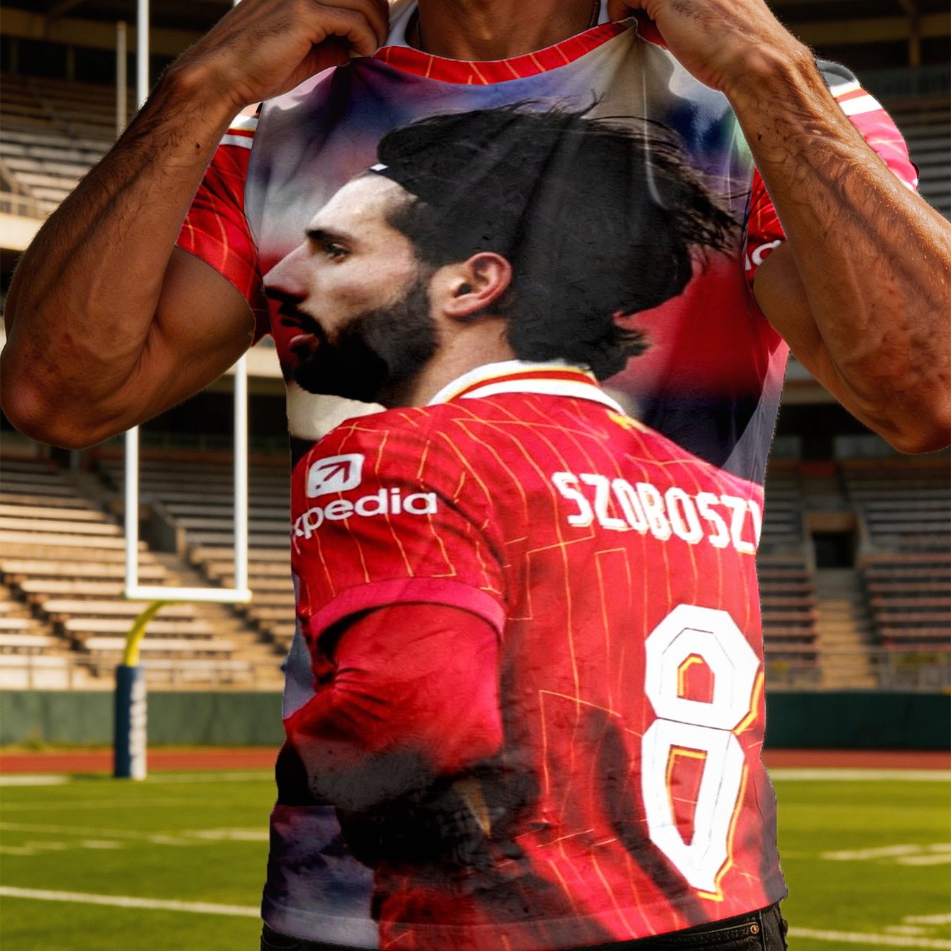 TEMU 1pc Red No. 8 Jersey Sports Pattern Short Sleeve - Breathable, Soft, Round-neck Short Sleeve T-shirt Suitable For Daily And Outdoor Activities -