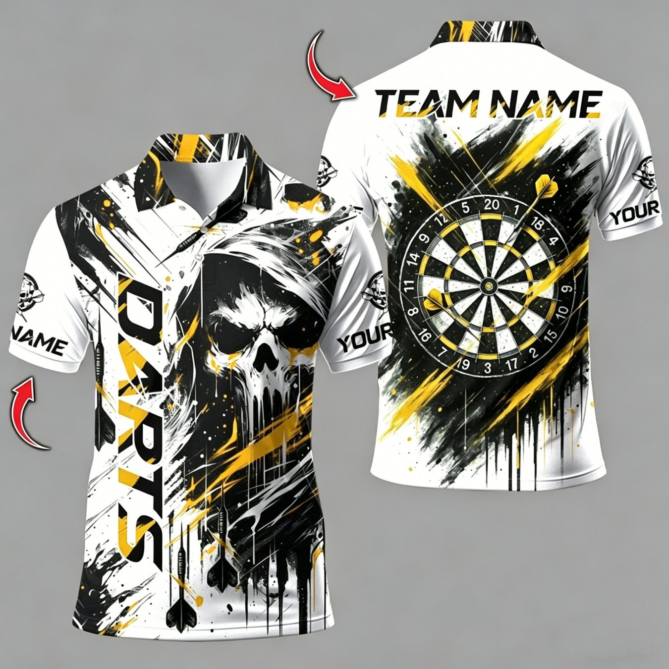 TEMU [print Design - Not Textured] Personalized Custom Name (machine Washable), Men's Customizable Name Dart Team Uniform Skull Graffiti Print